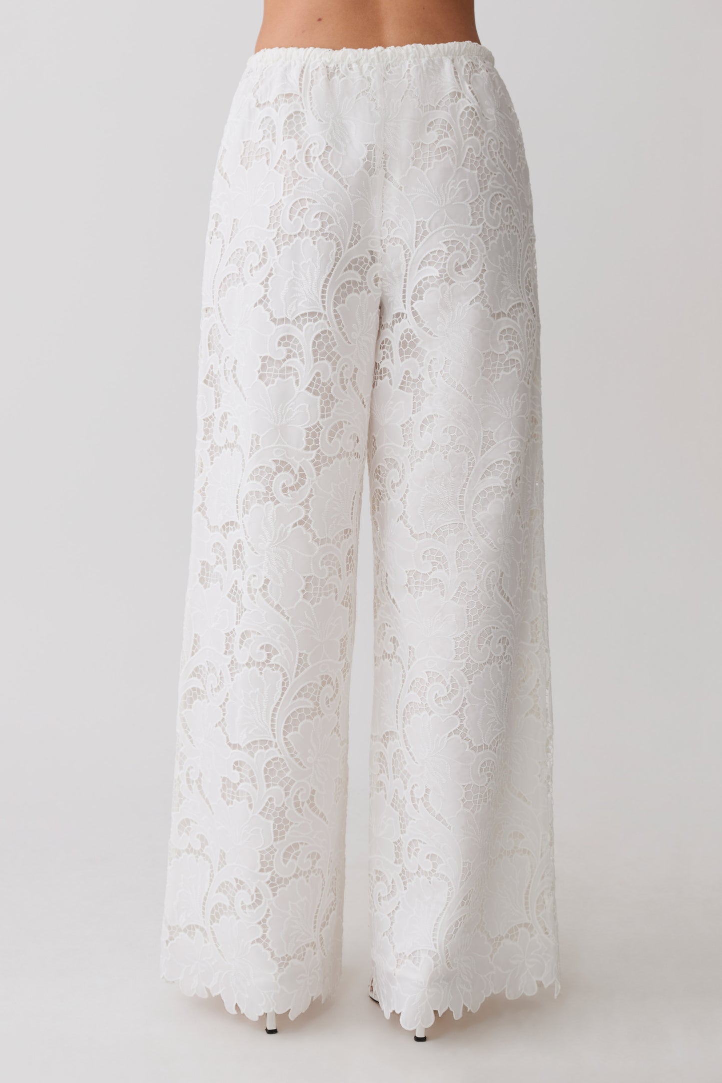 Tessa Broderie Straight Leg Pants - White