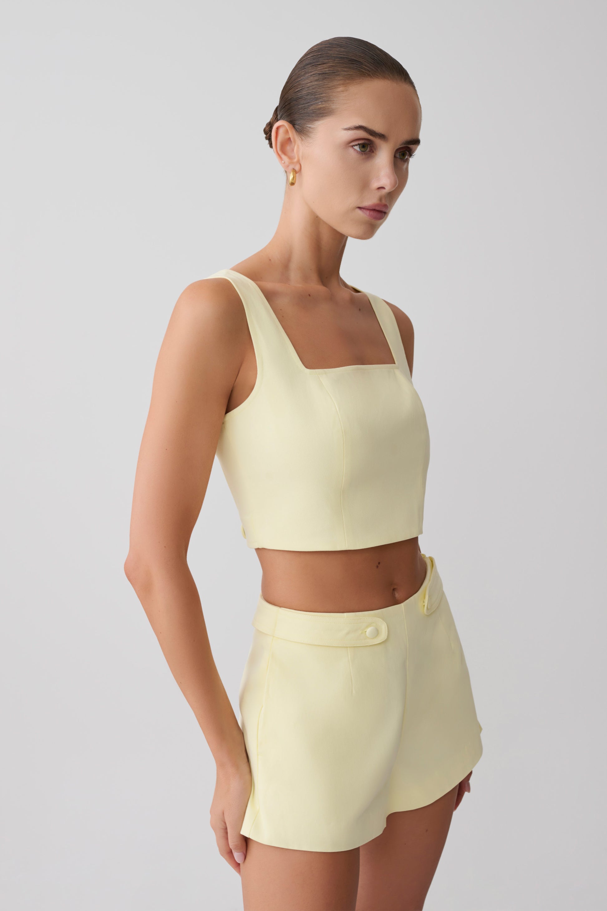 Josephine Crop Top With Open Back - Lemon #3