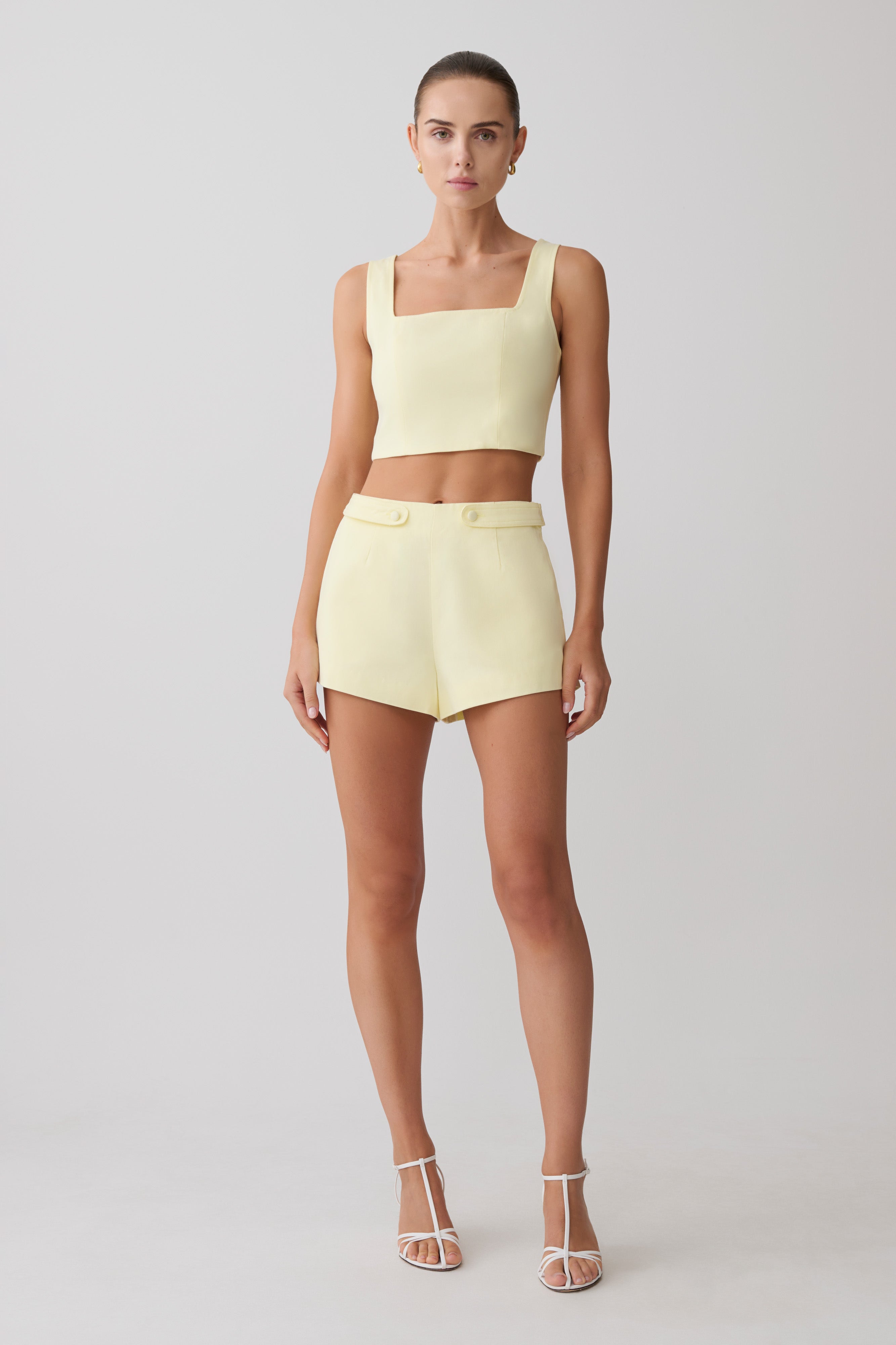 Josephine Crop Top With Open Back - Lemon | MESHKI