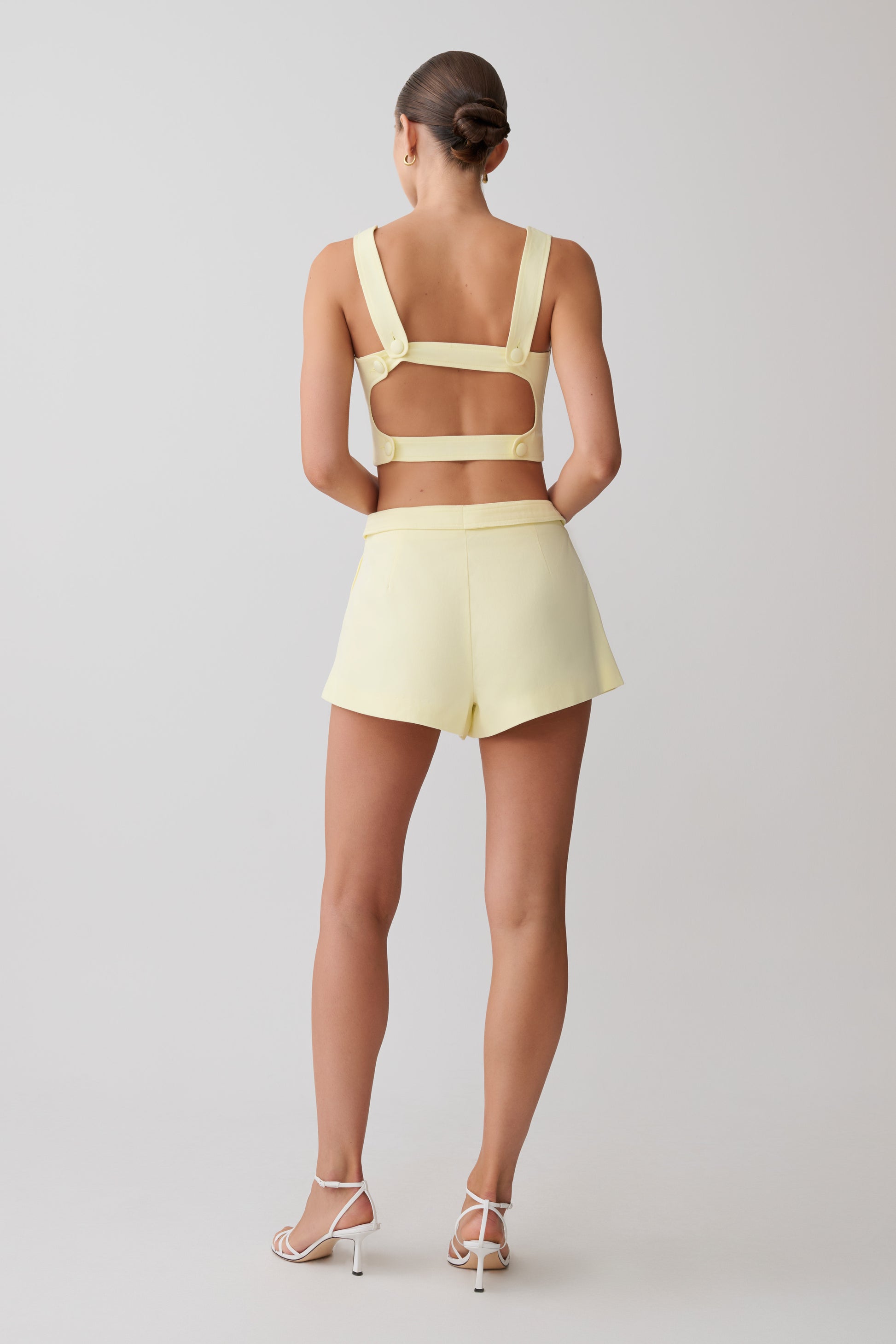 Josephine Crop Top With Open Back - Lemon #5