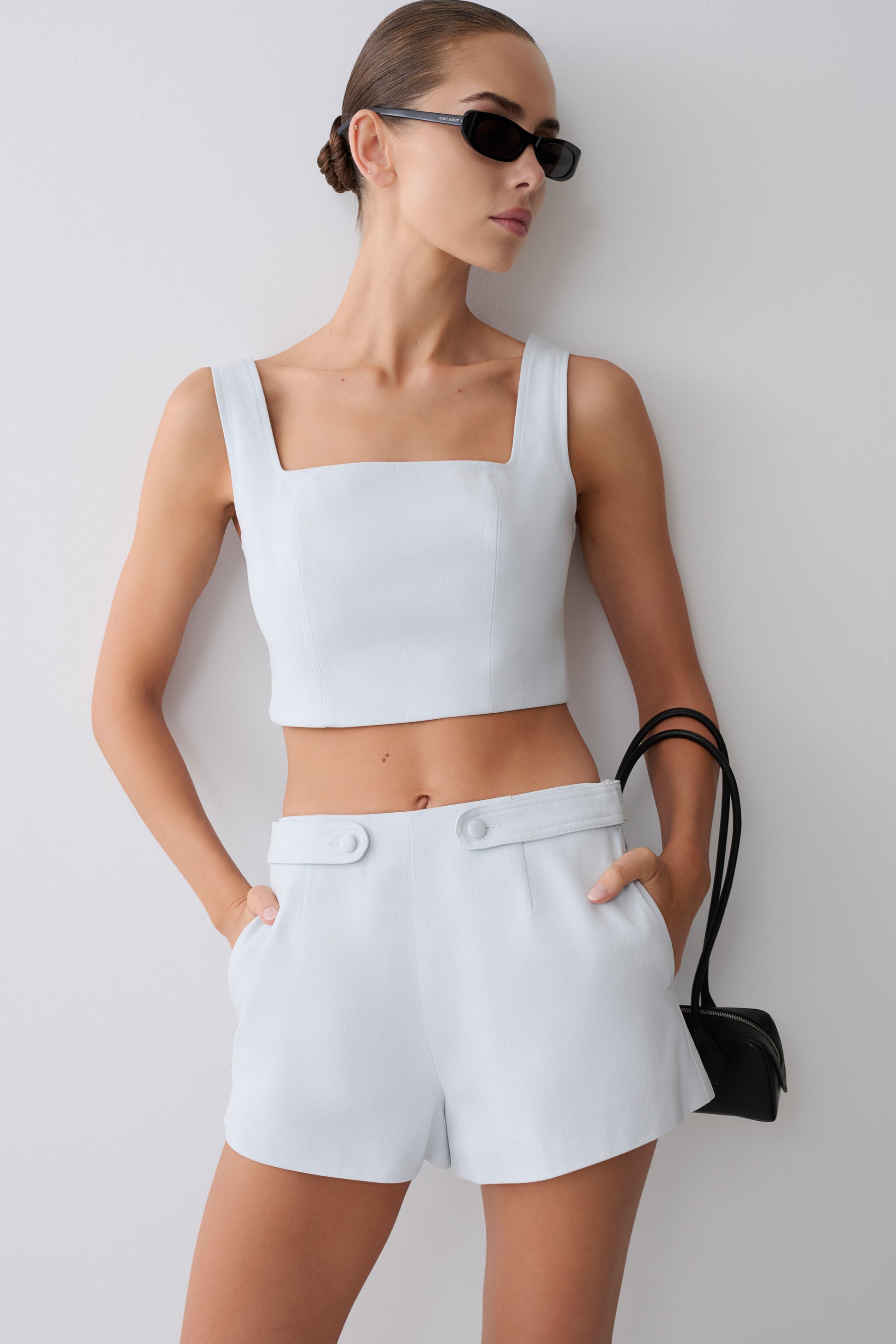 Josephine Cotton Shorts With Waistbands - Ice Blue #3