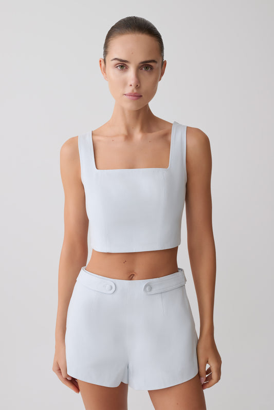 Josephine Crop Top With Open Back - Ice Blue
