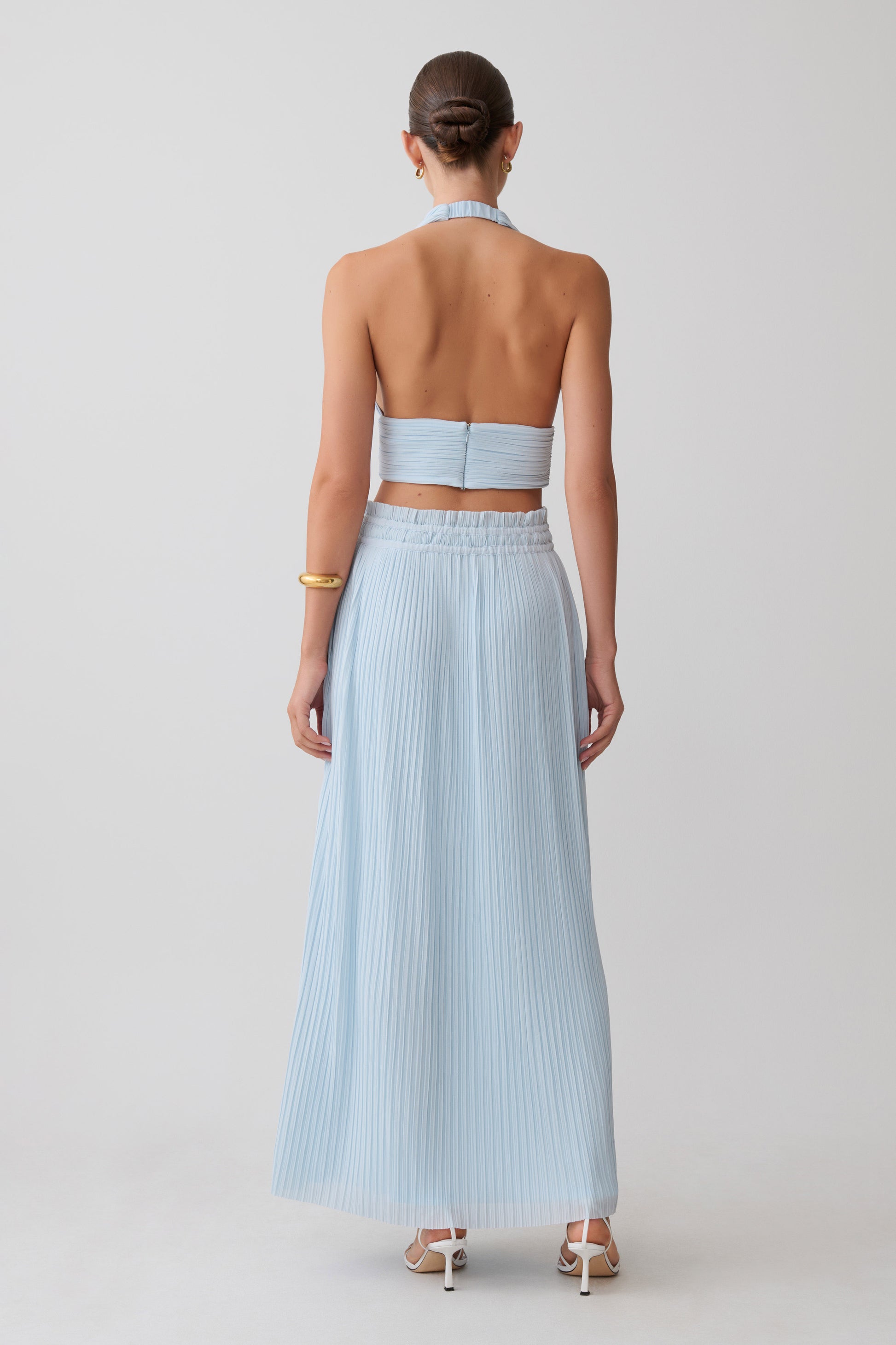 Amaris Sleeveless Plisse Halter Top - Pale Blue #6