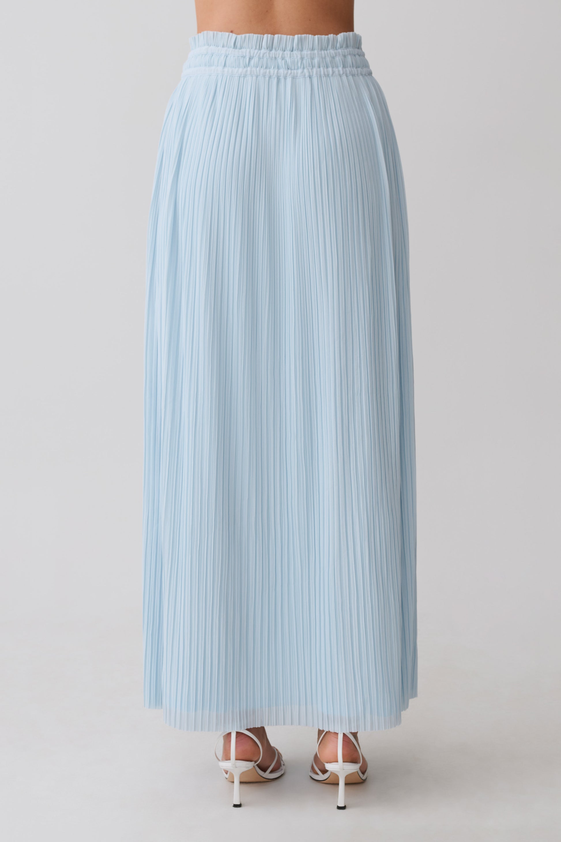 Amaris Gathered Plisse Maxi Skirt - Pale Blue #7
