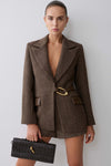Romy Structured Blazer With Hardware - Herringbone