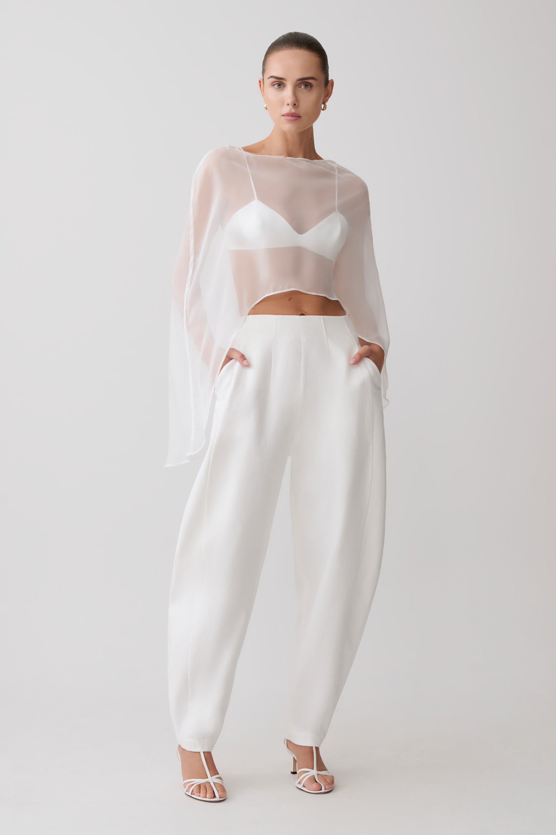 Oriana Linen Oversize Pants - White #9