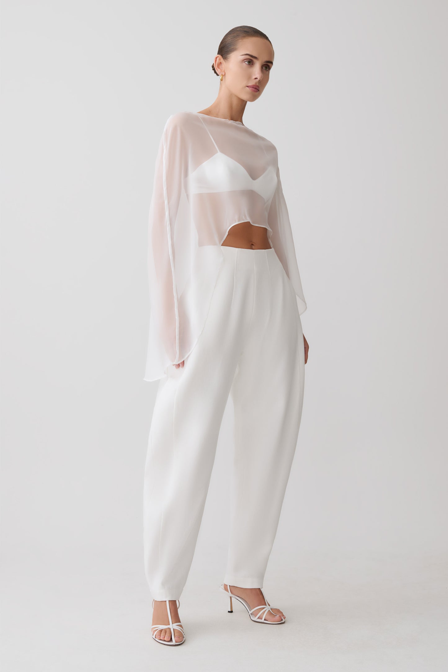 Kirstine Bralette With Chiffon Cape - Ivory