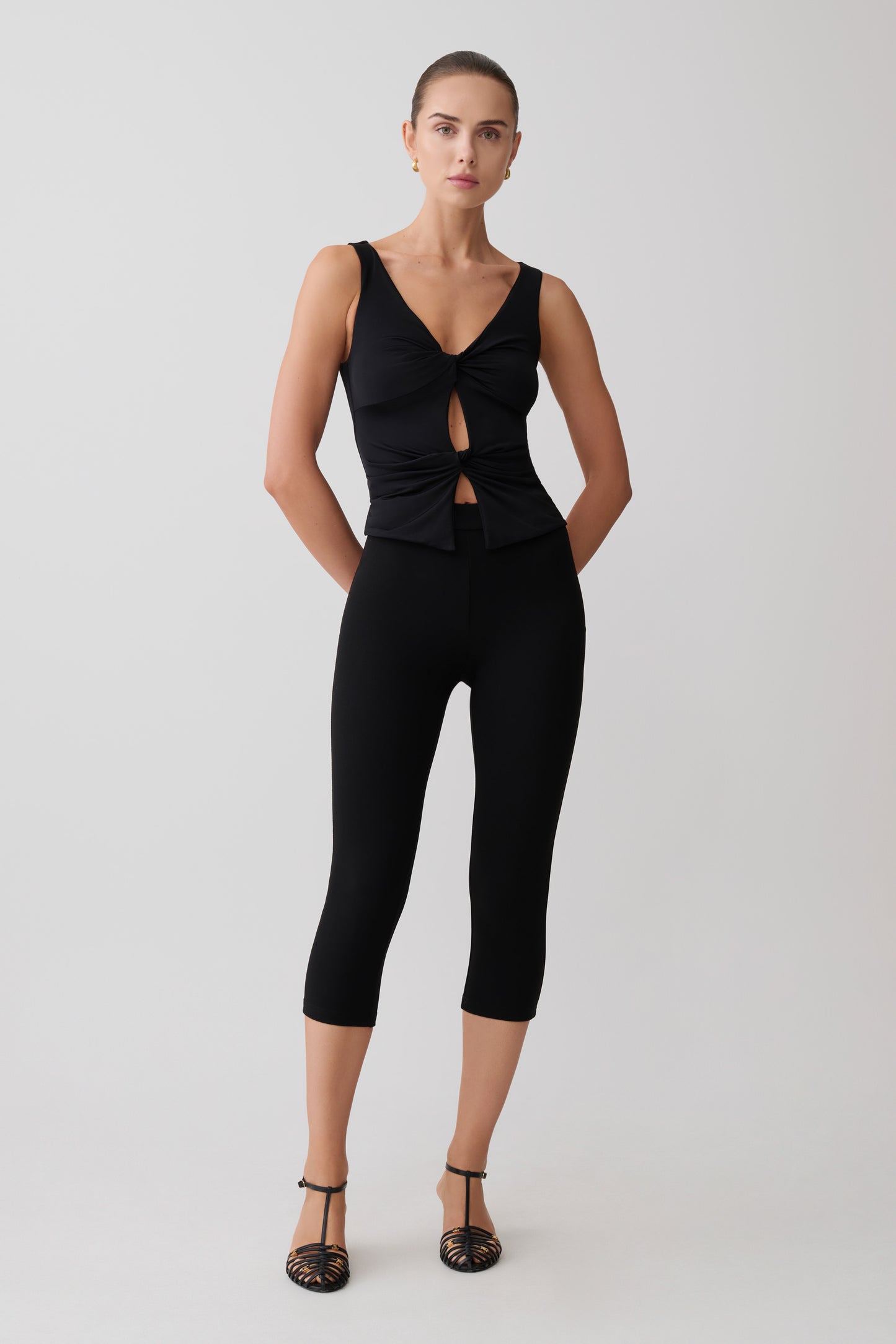 Millie Twist Sleeveless Top - Black