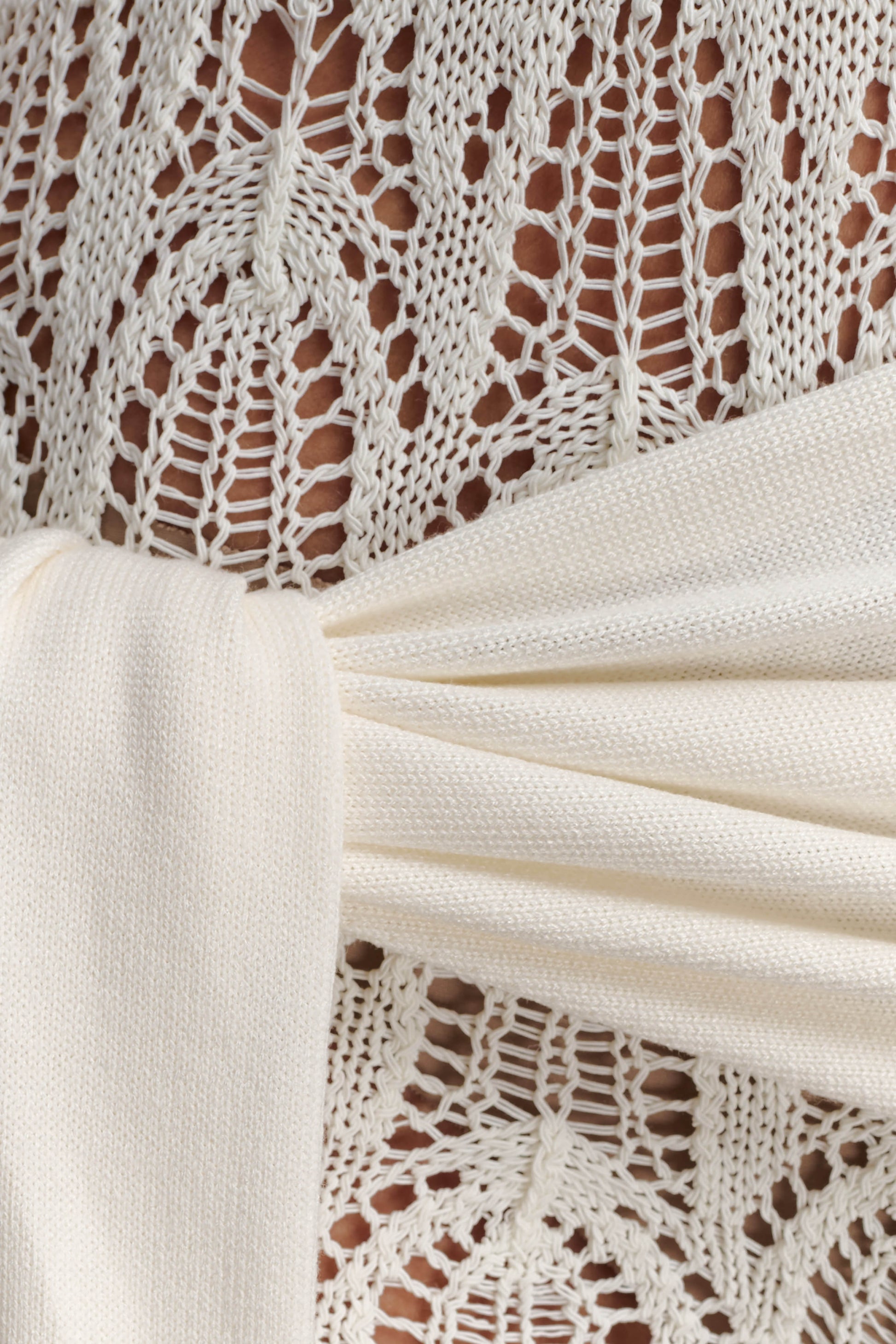 Liora Crochet Shorts With Knit Overlay - Ivory #7