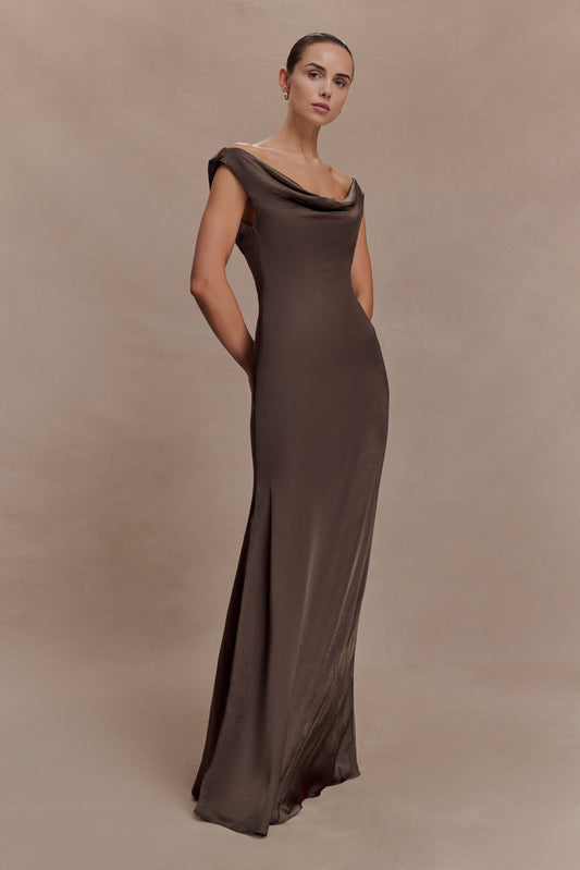 chocolate brown bridesmaid dresses australia Chocolate Brown Satin Bridesmaid Dress