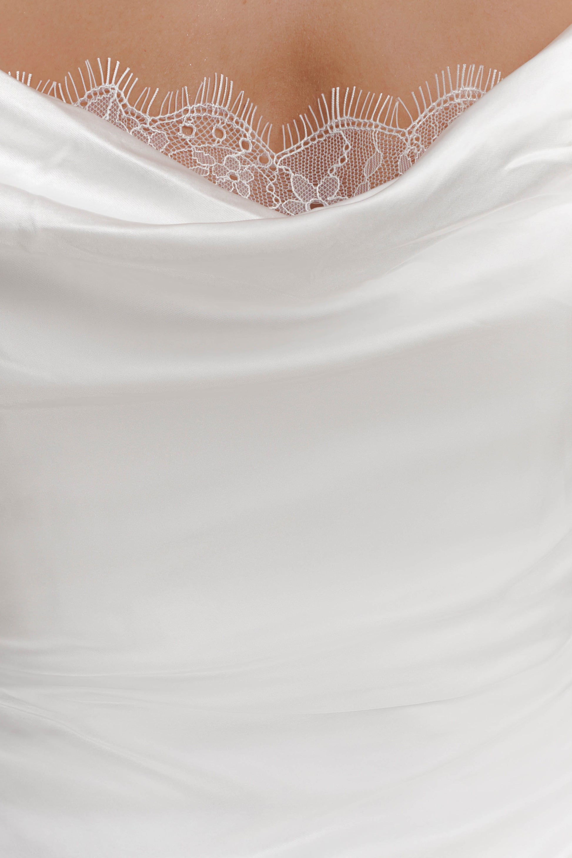 Ashley Cowl Neck Lace And Satin Maxi Dress - Ivory #9