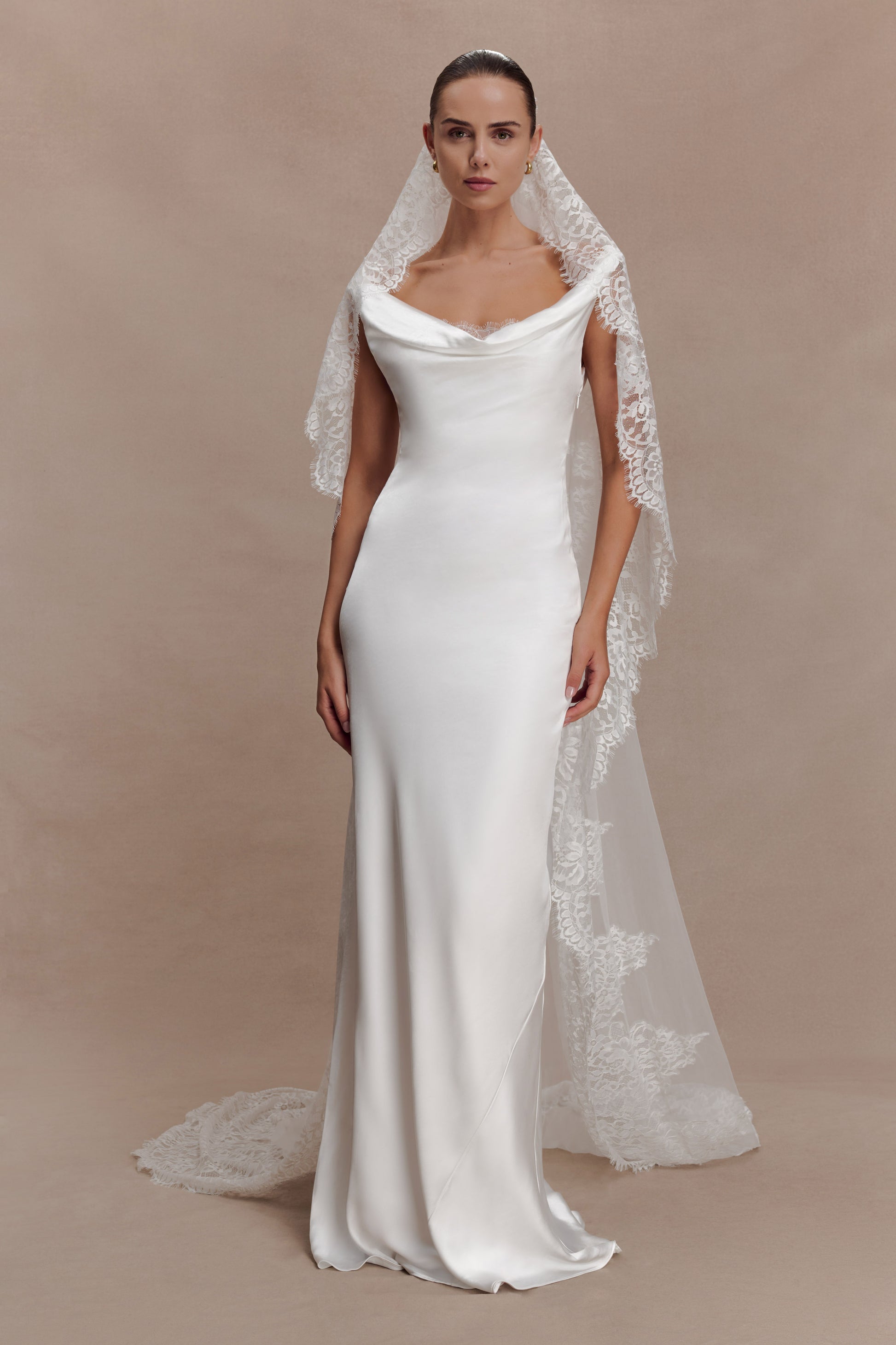 Cassia Lace Trim Veil - White #2