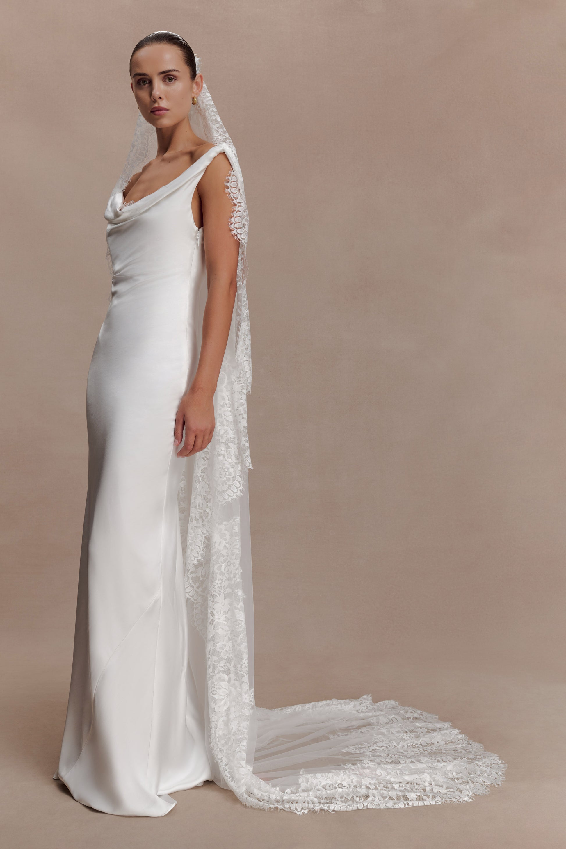 Cassia Lace Trim Veil - White #4