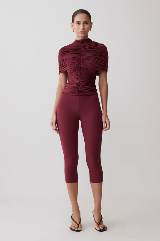Blanca Stretch Crepe Capri Pants - Mahogany