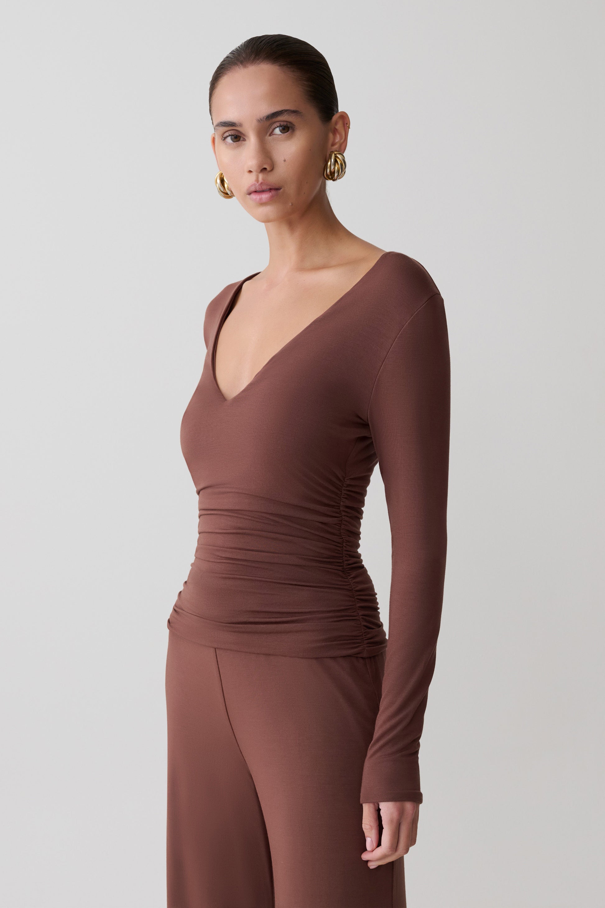 Sari Long Sleeve Modal Top - Chocolate #3
