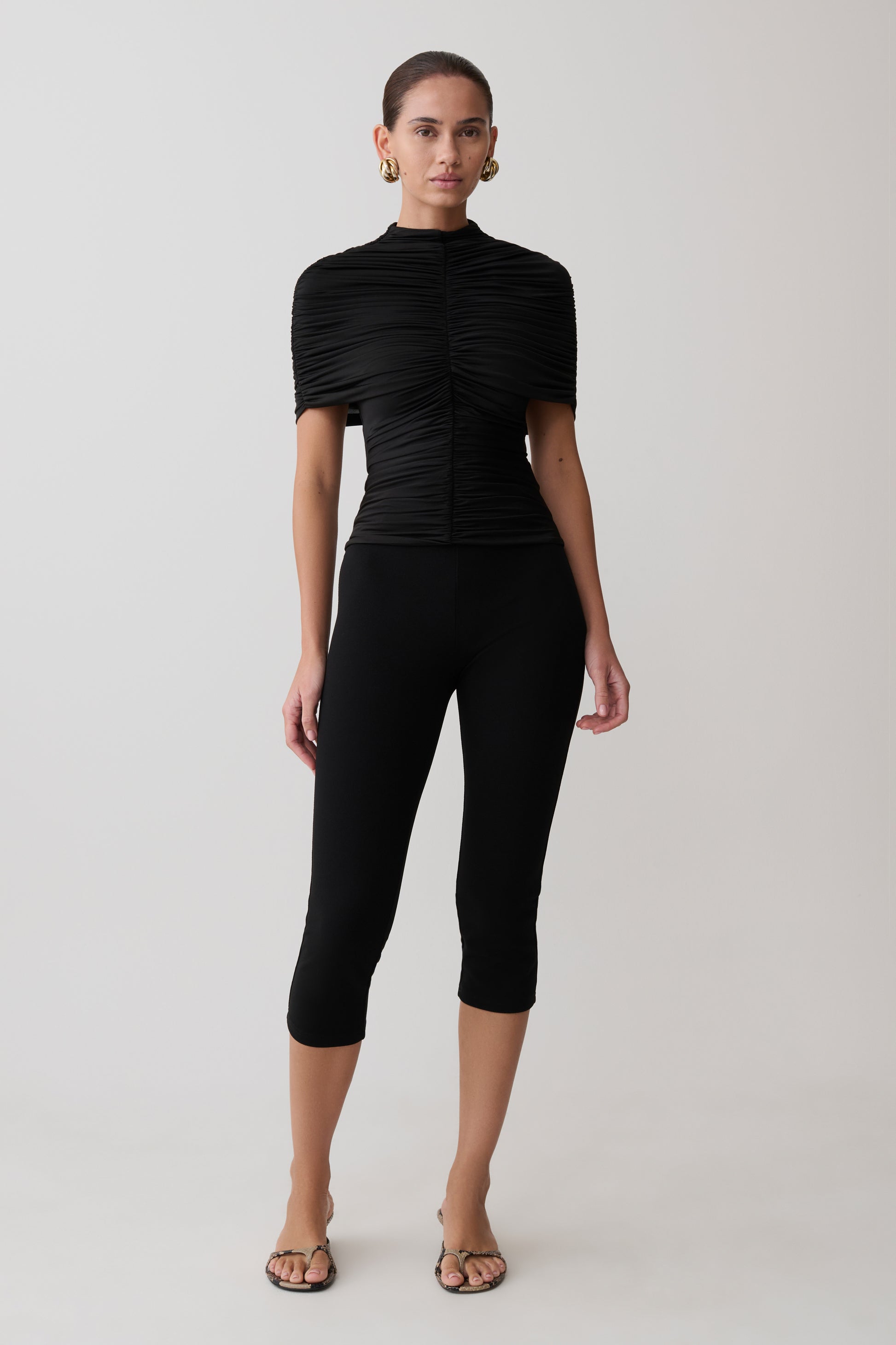 Linh Slinky High Neck Gathered Top - Black #5