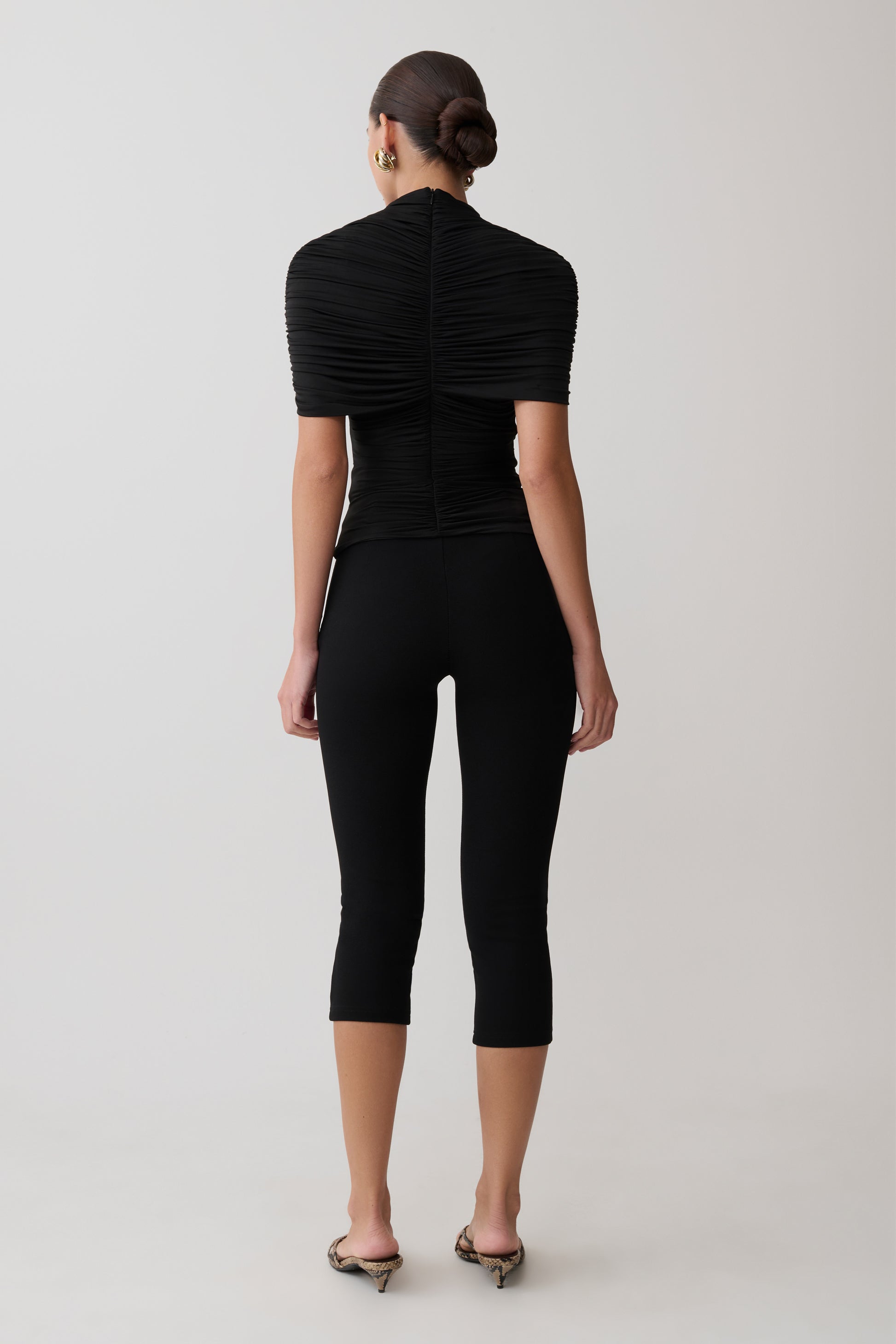 Linh Slinky High Neck Gathered Top - Black #7