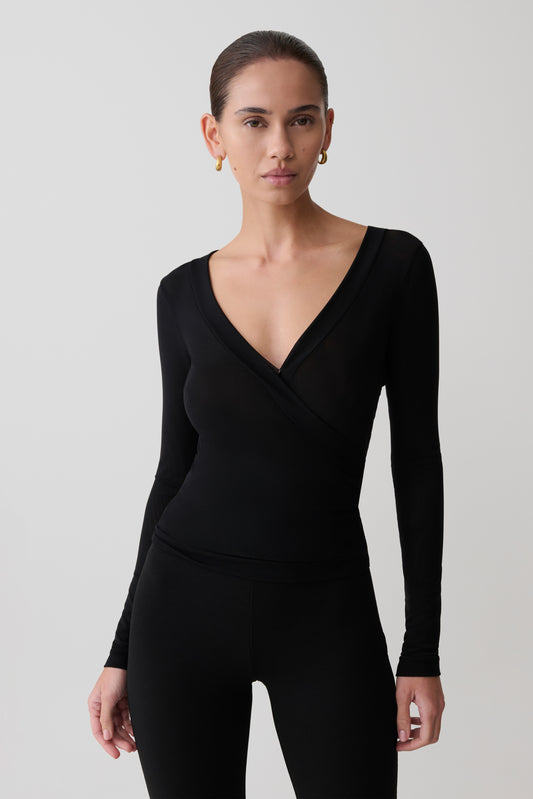 Lumi Long Sleeve Mesh Top - Black