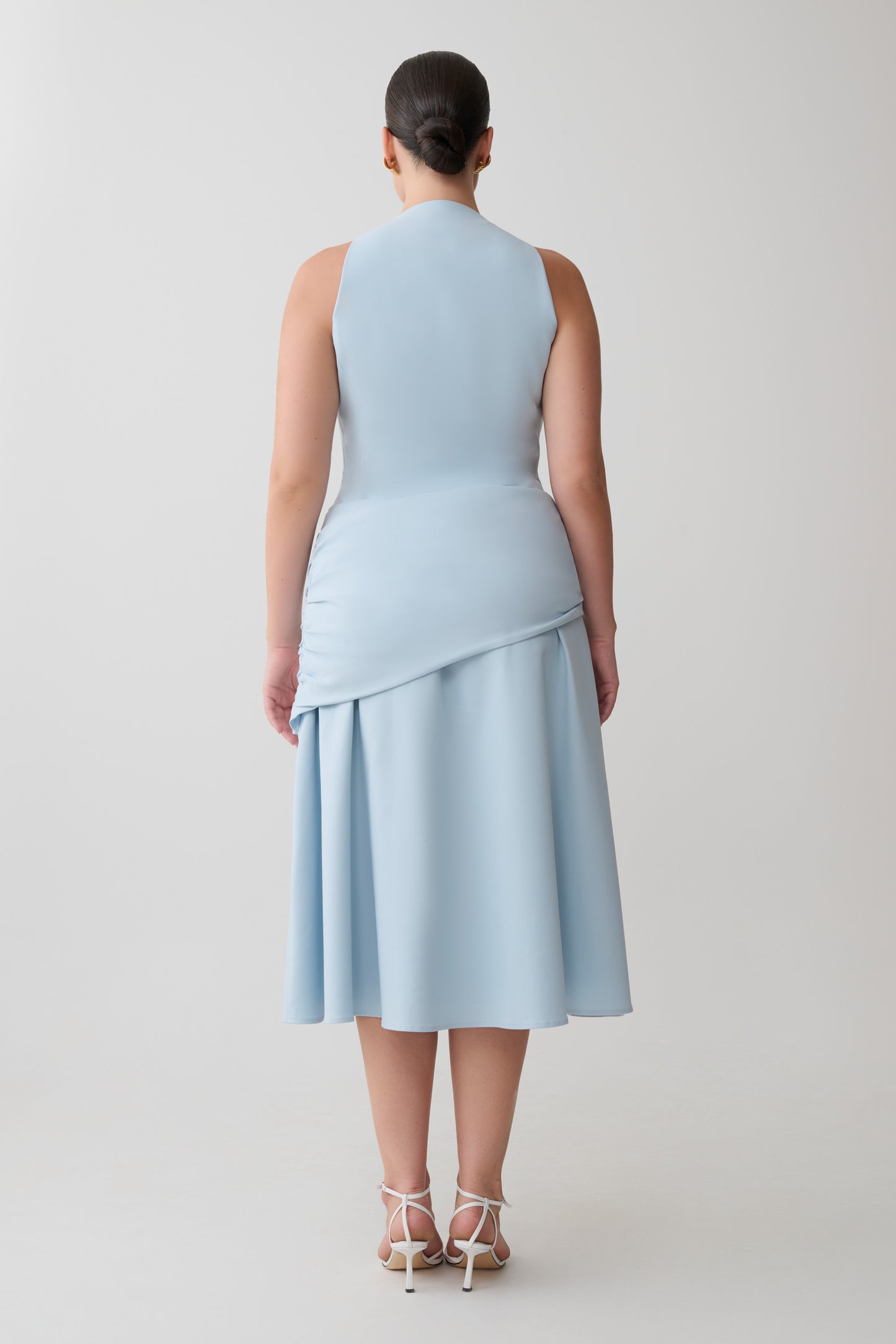 Emily Wrapped Waist Midi Dress - Sky Blue