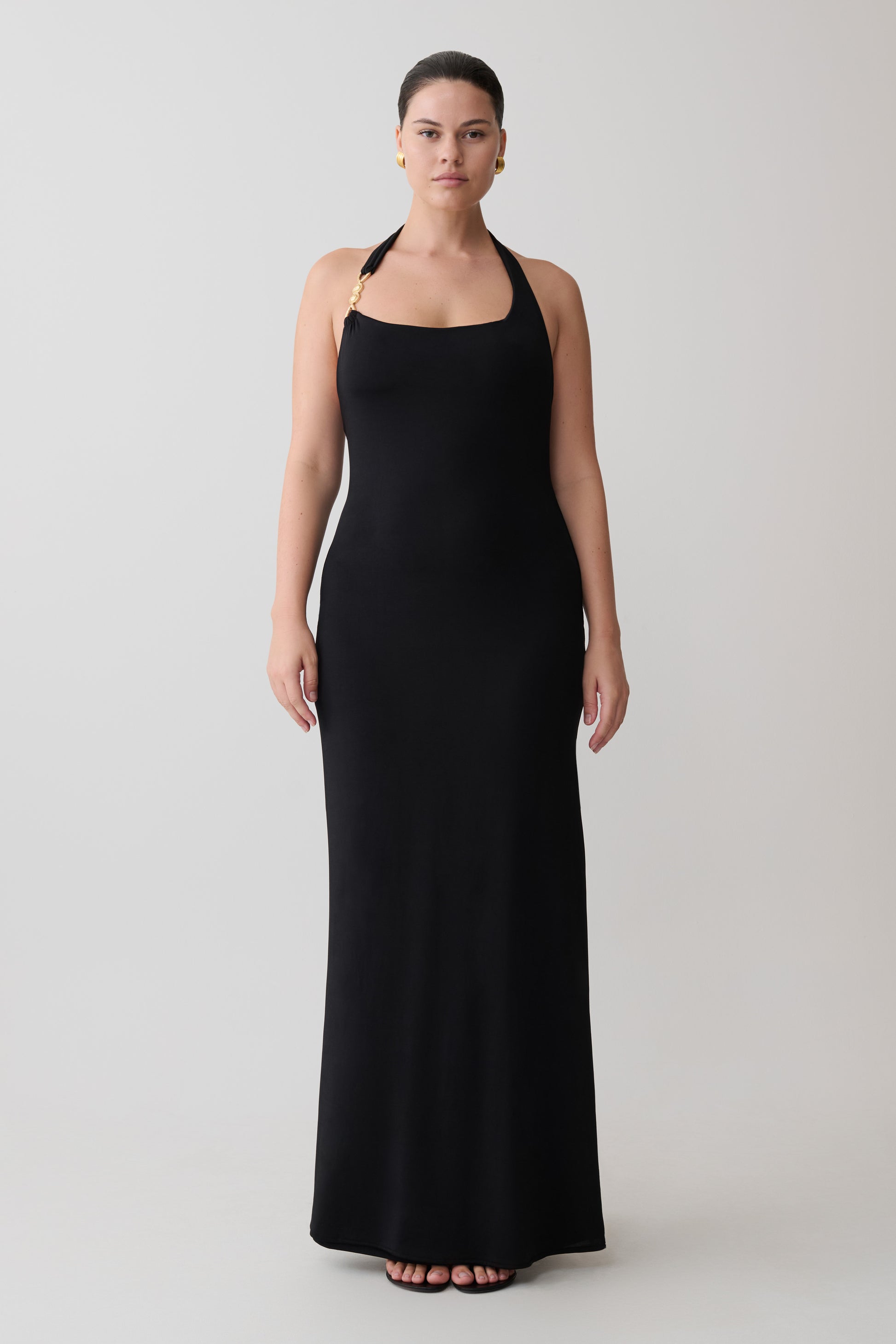 Khanh Slinky Halter Maxi Dress - Black #5