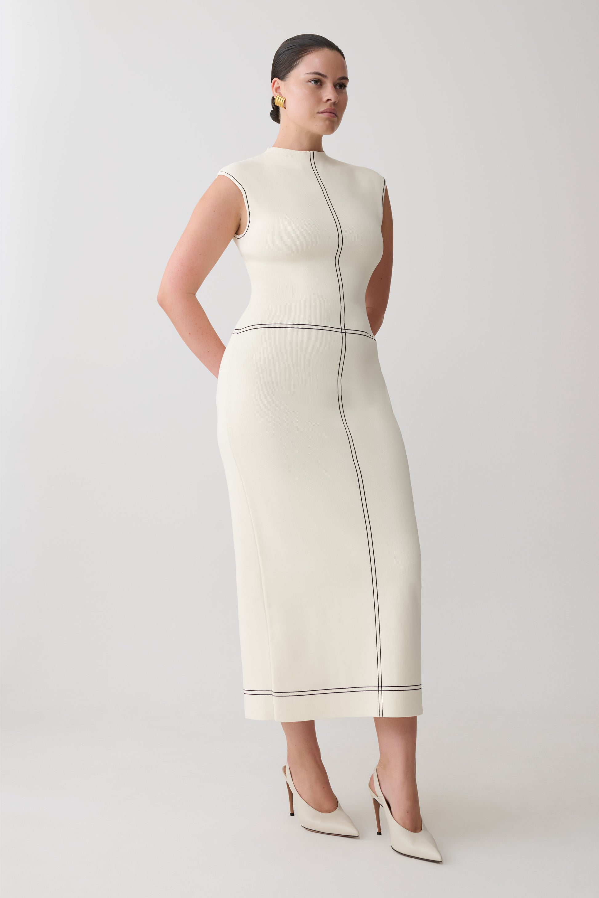 Malone Bandage Knit Midi Dress - Ivory #7