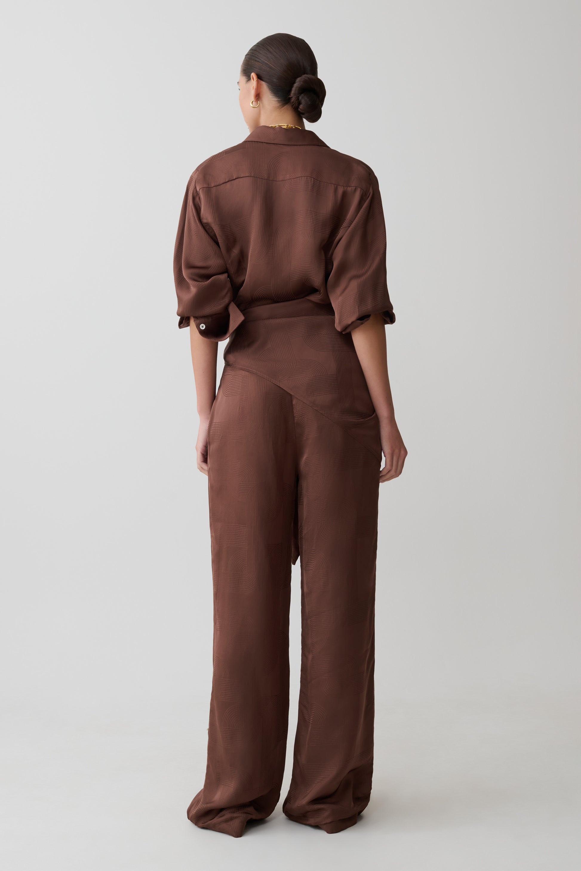 Gia Wrapped Tie Satin Pants - Chocolate #2