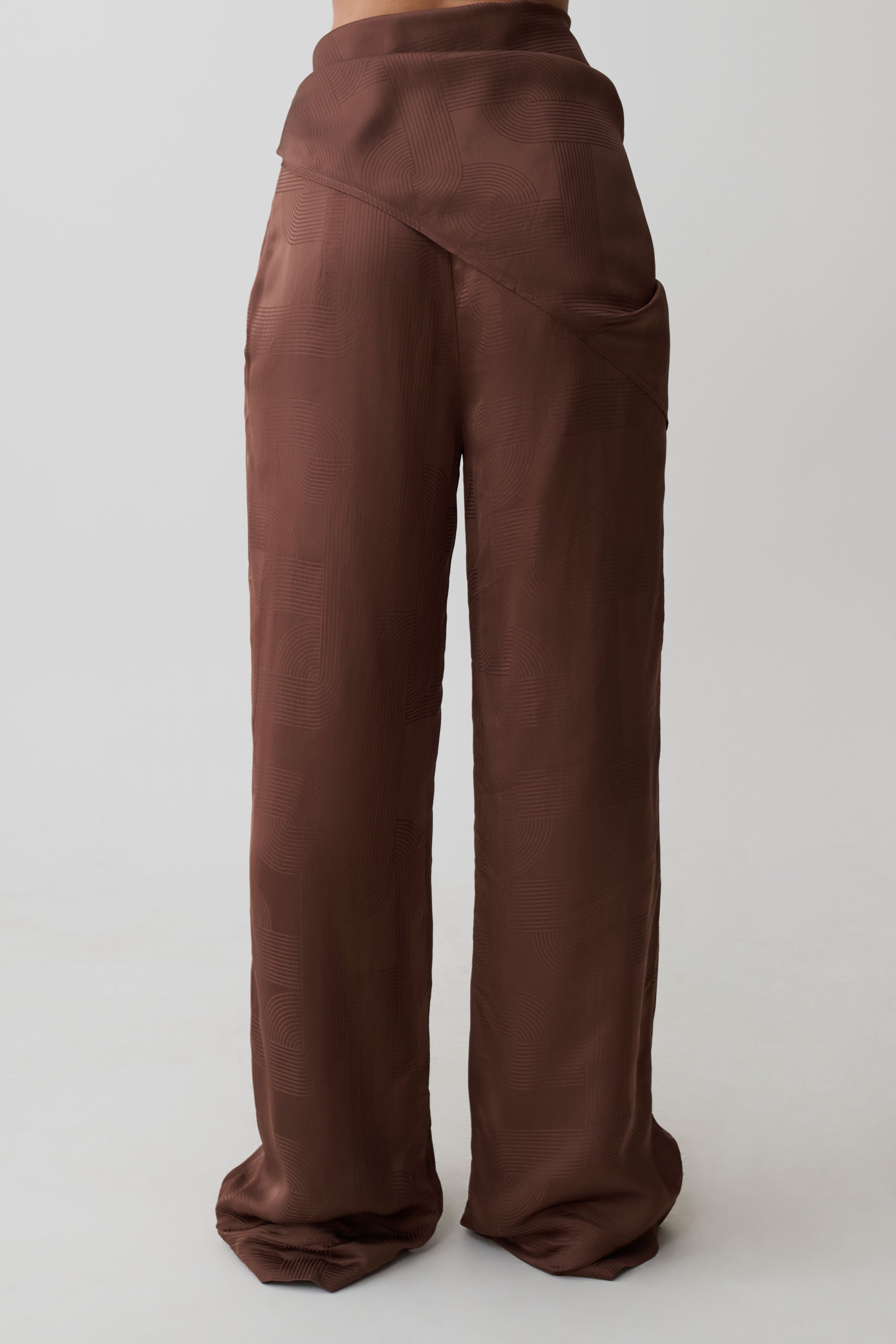 Gia Wrapped Tie Satin Pants - Chocolate #8