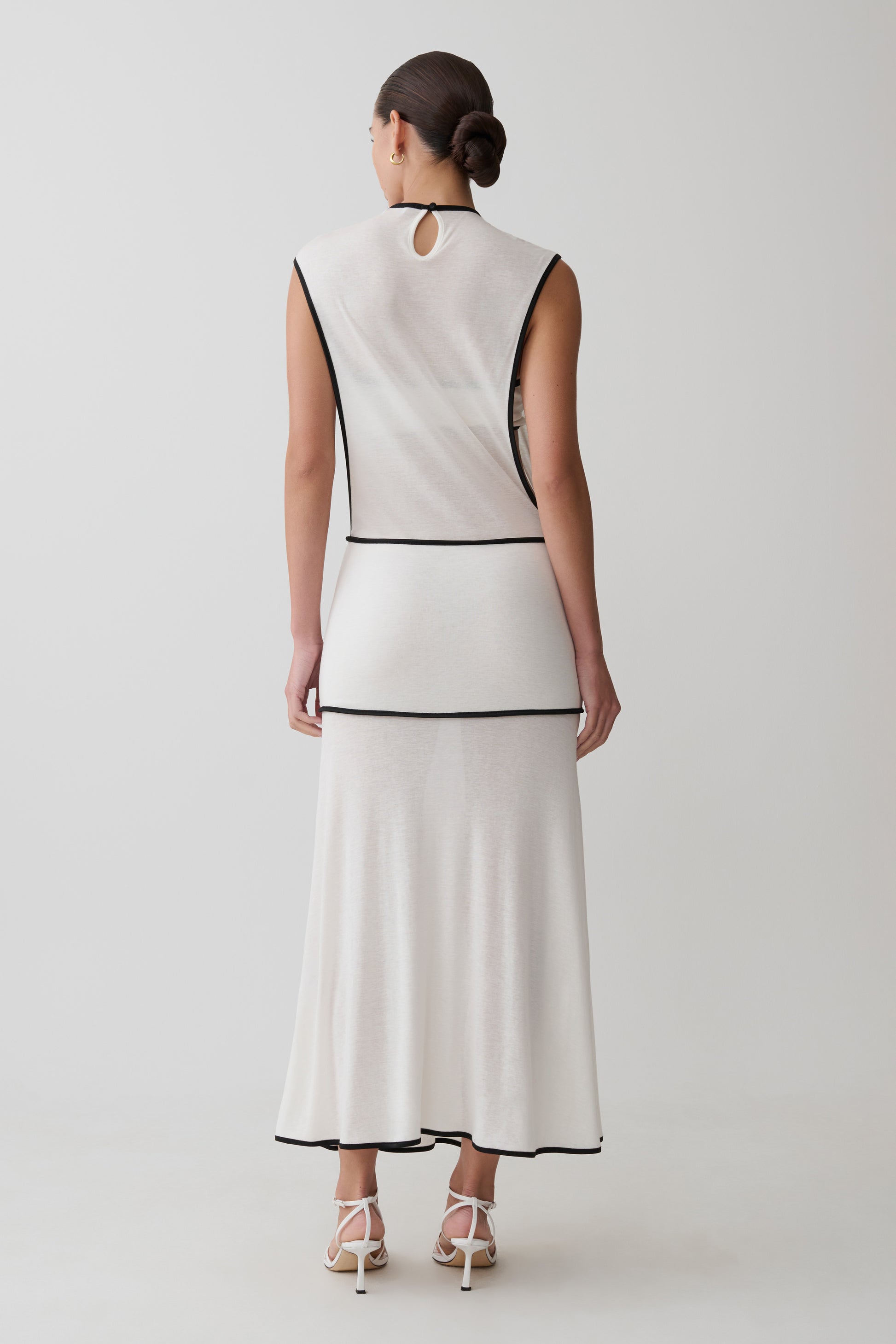 Aris Sleeveless Sheer Maxi Dress - Black/White #2
