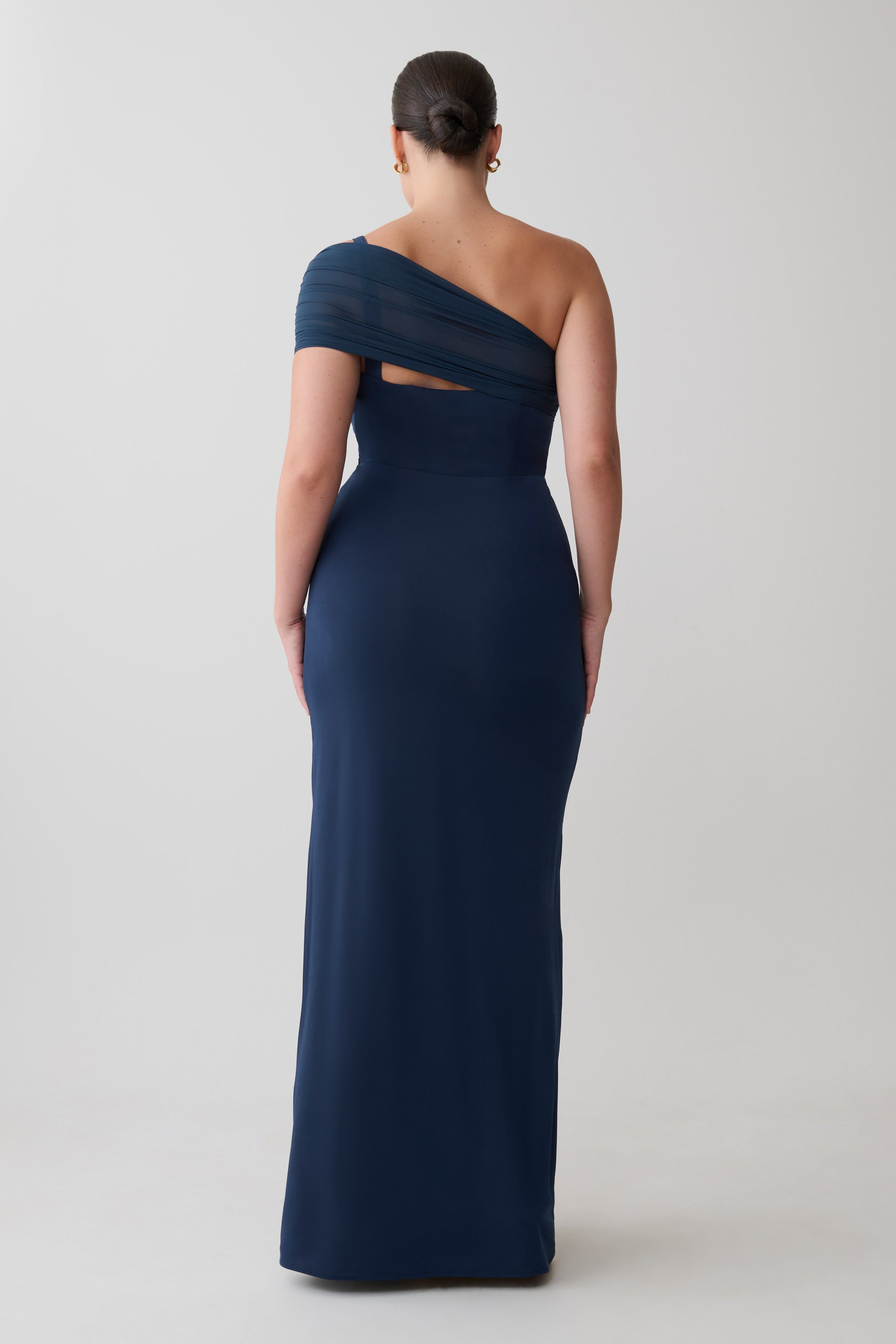 Hanh One Shoulder Mesh Maxi Dress - Ink Blue #3