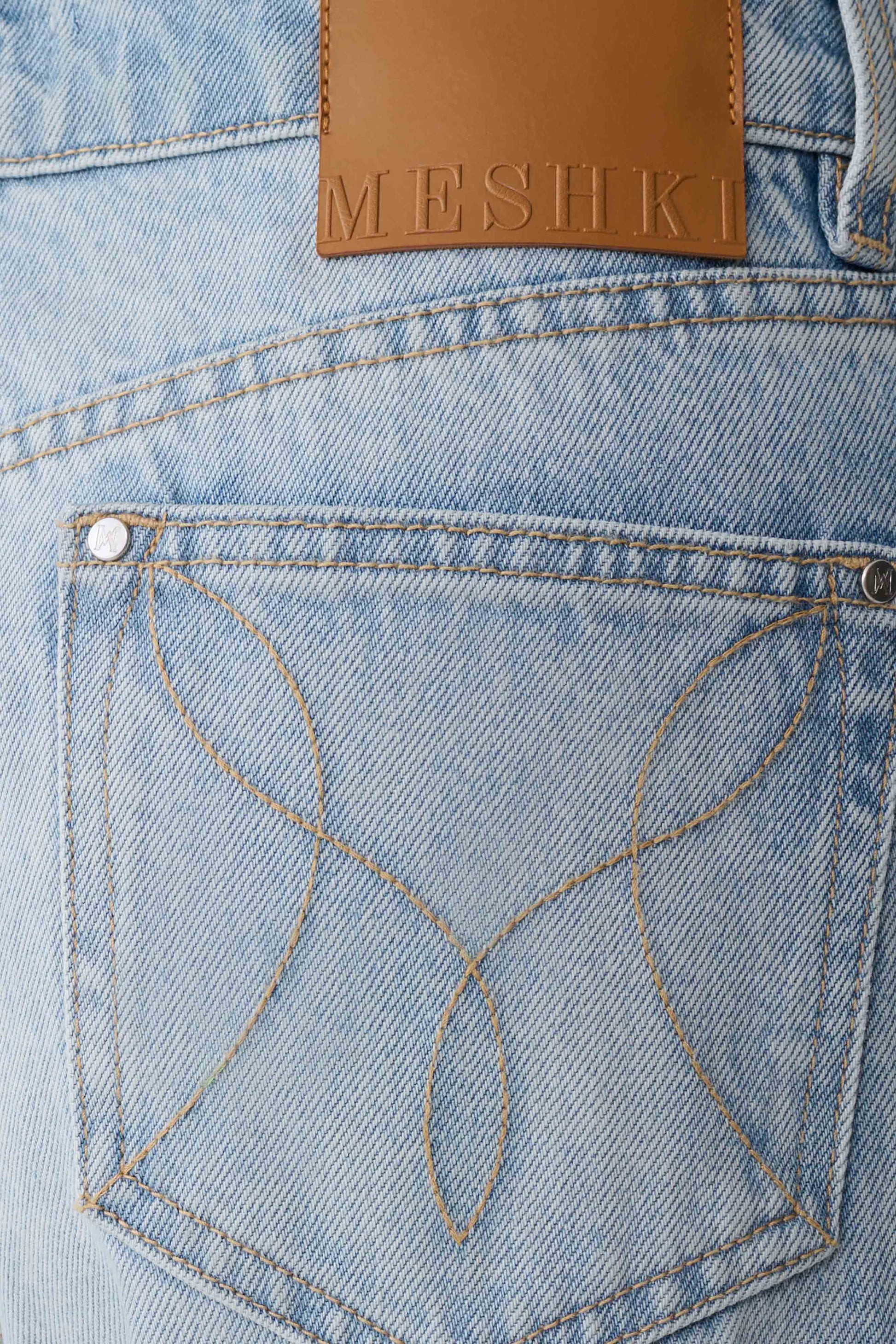 Sebastian Straight Leg Denim Jeans With Fray Hem - Washed Light Blue #7