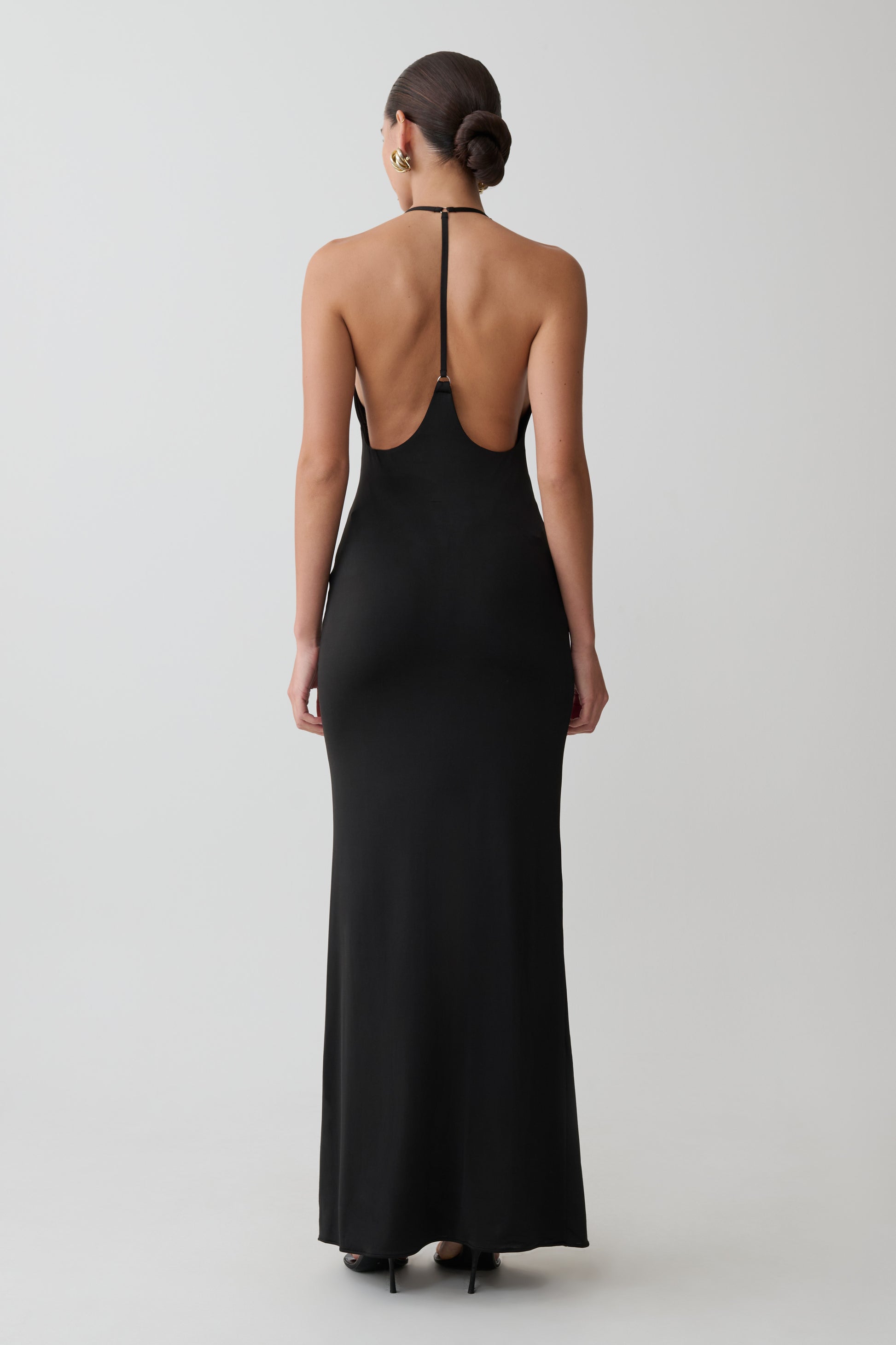 Hana Slinky Plunge Maxi Dress - Black #2