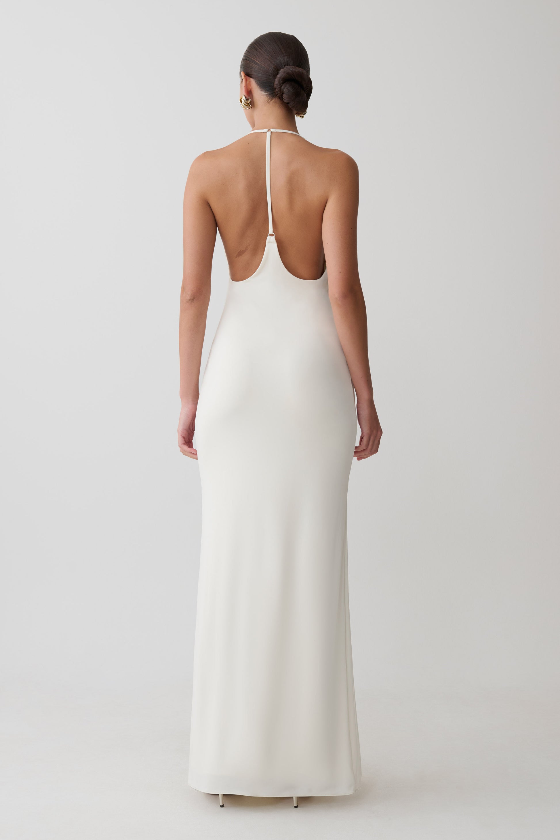 Hana Slinky Plunge Maxi Dress - Ivory #2
