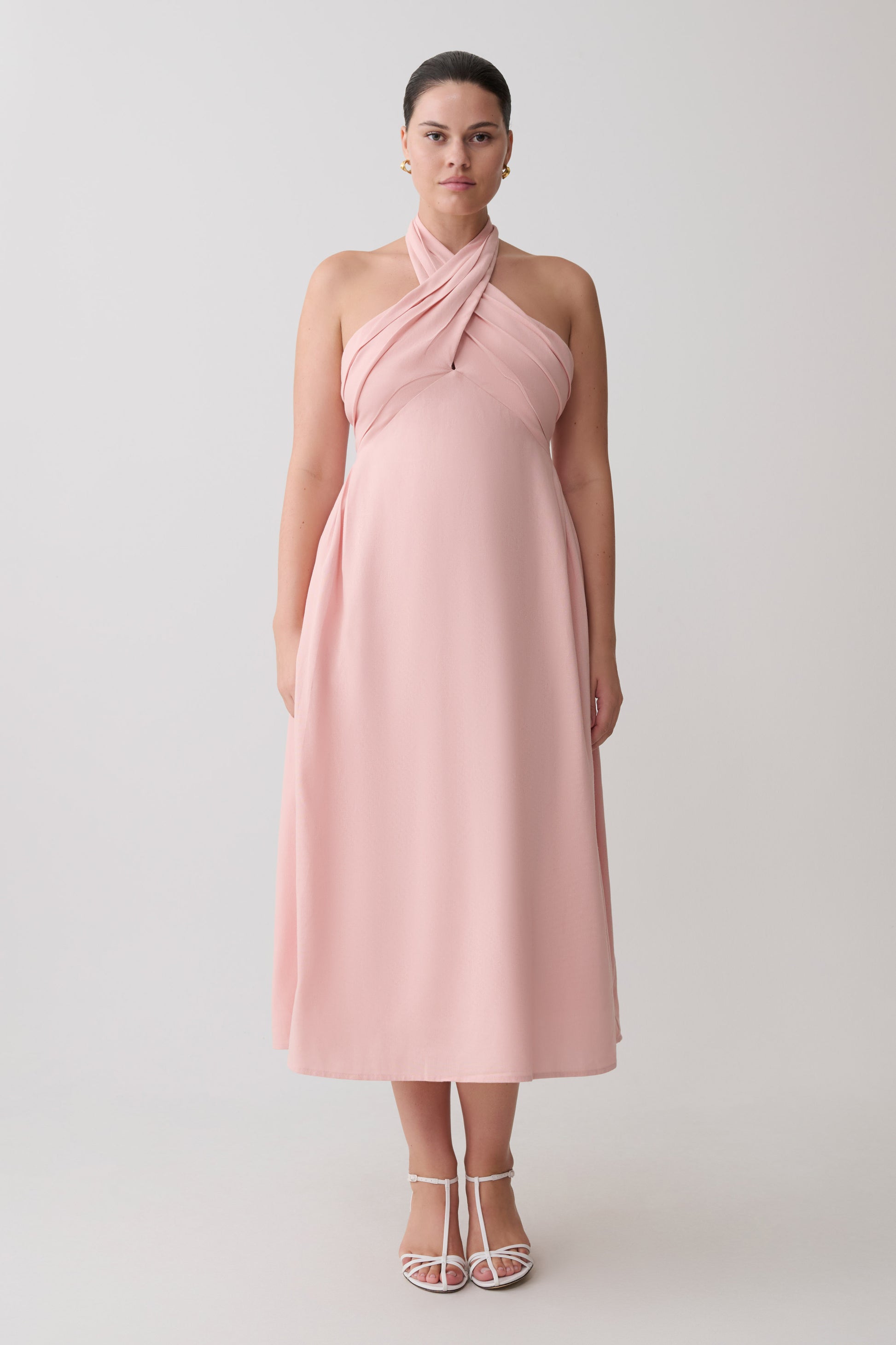 Rosie Linen Halter Midi Dress - Pink #8