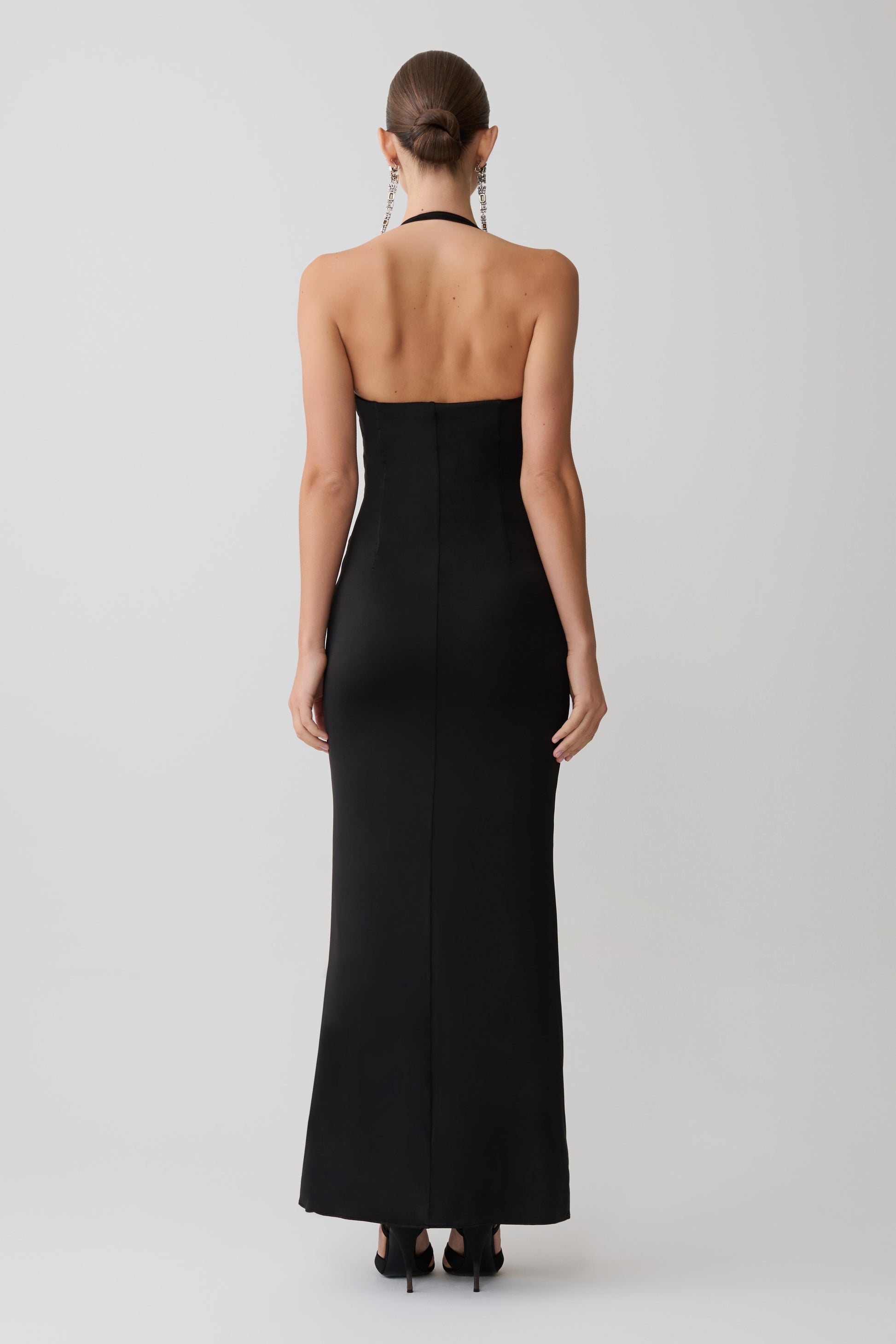 Hoai Gathered Slinky Halter Maxi Dress - Black #2