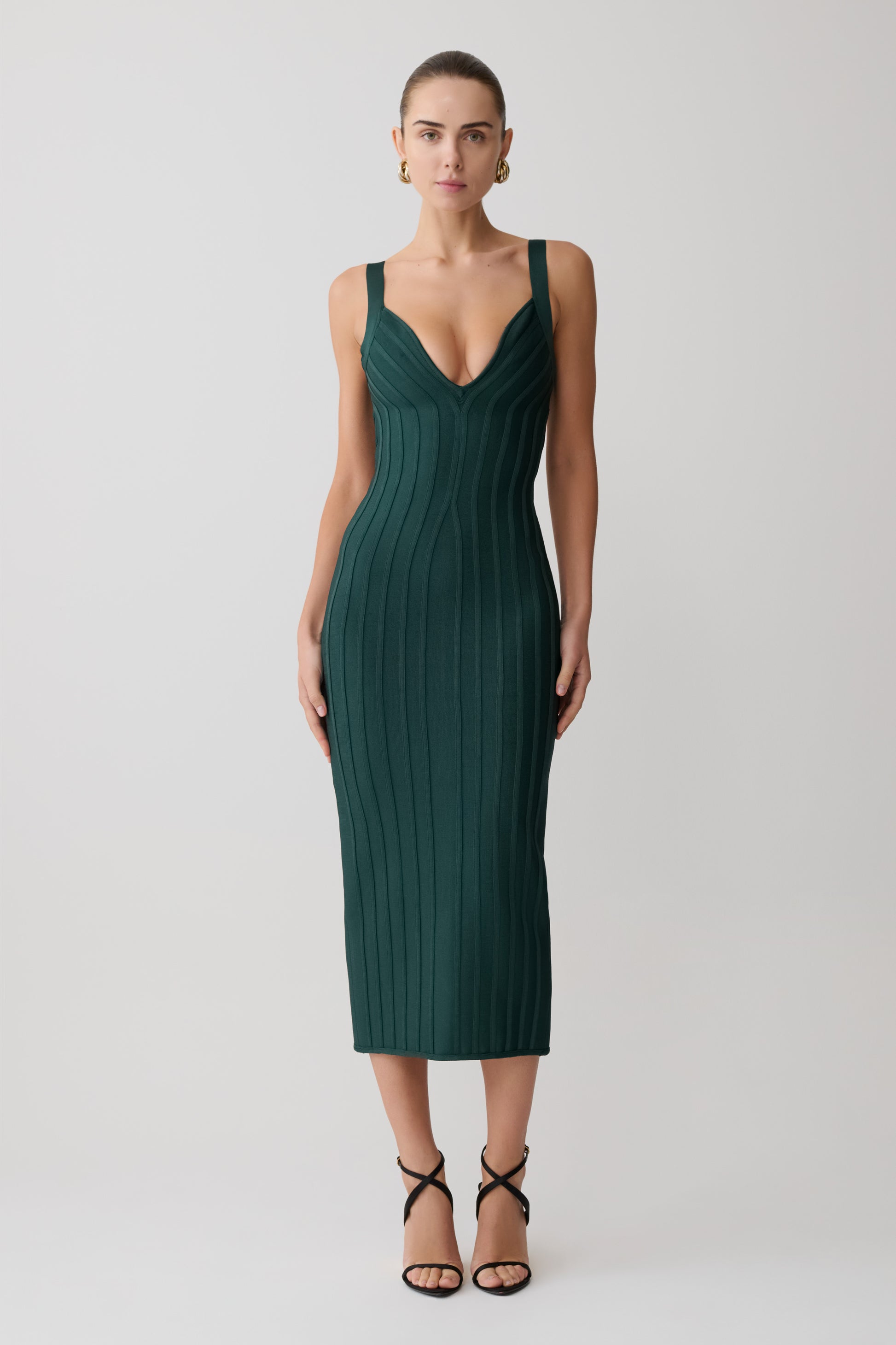 Gia Bandage Knit Midi Dress - Teal | MESHKI Gia Bandage Knit Midi Dress - Teal | MESHKI