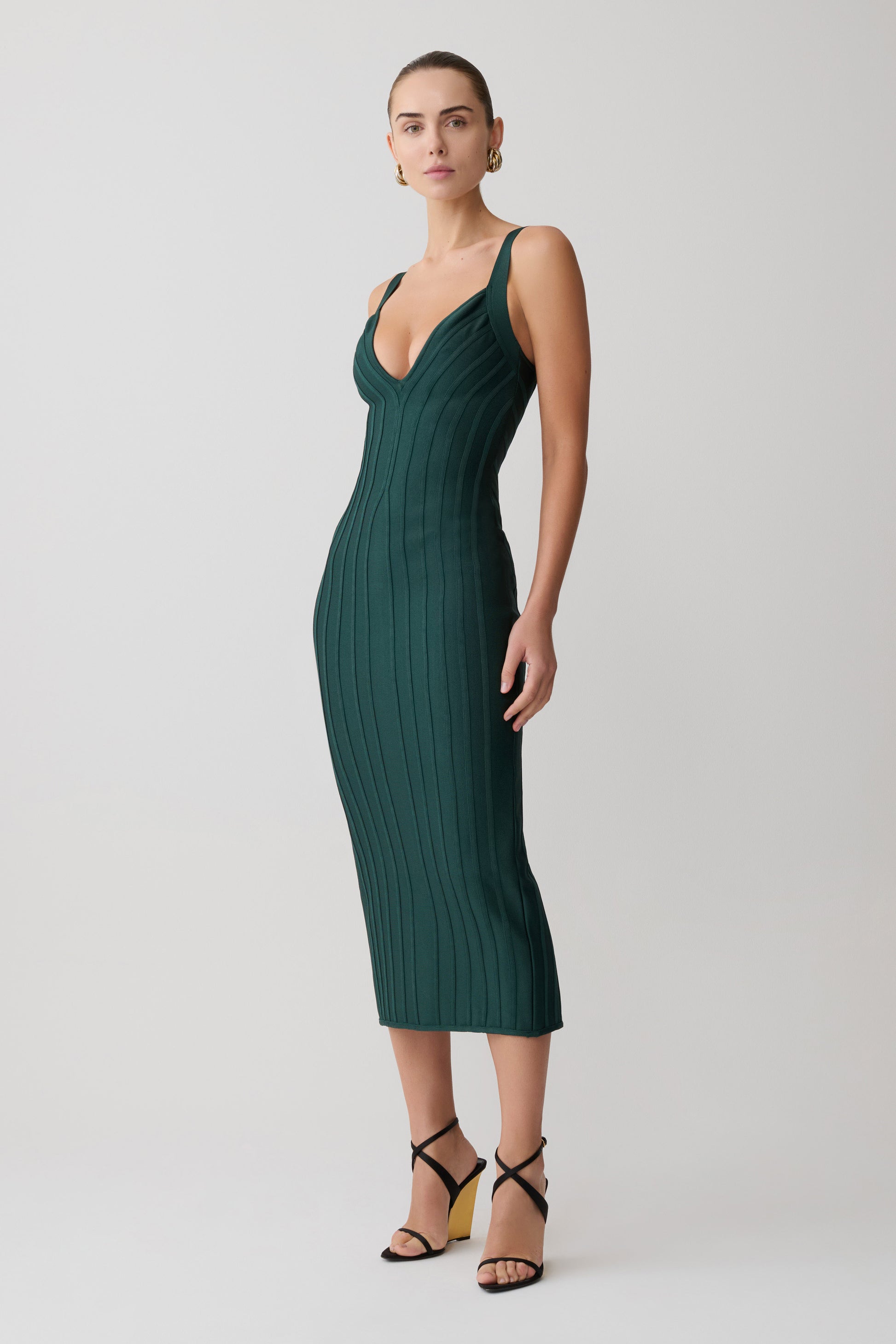 Gia Bandage Knit Midi Dress - Teal | MESHKI Gia Bandage Knit Midi Dress - Teal | MESHKI