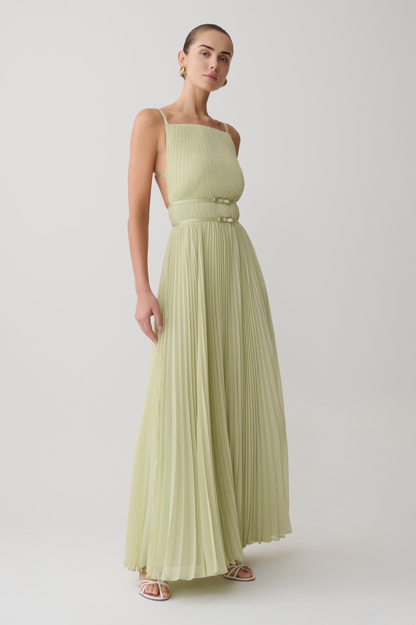 Clarisse Pleated Maxi Dress - Sage