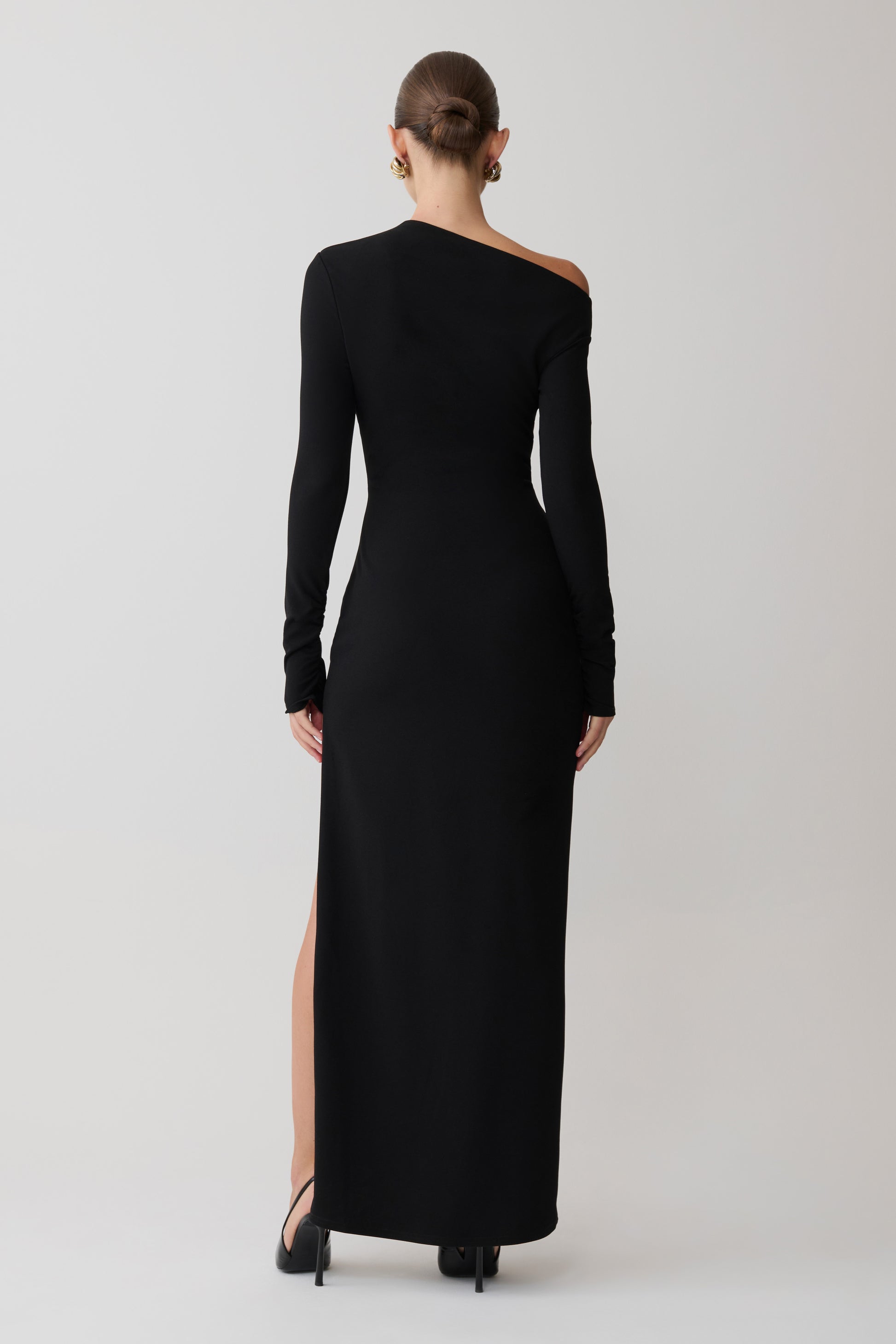 Thalyn Crepe Maxi Dress With Split - Black #2