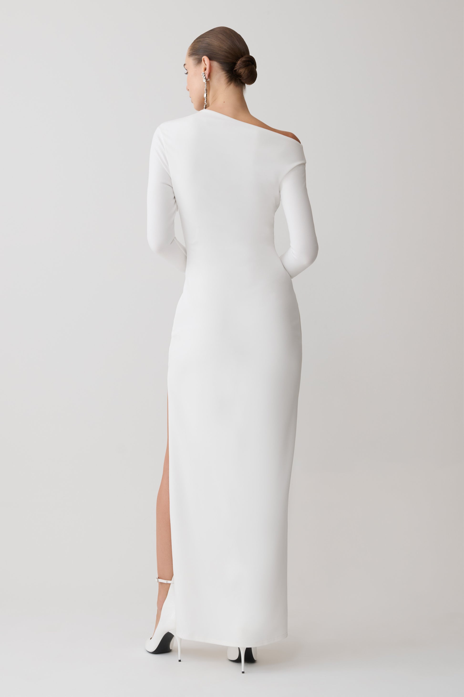 Thalyn Crepe Maxi Dress With Split - White #2