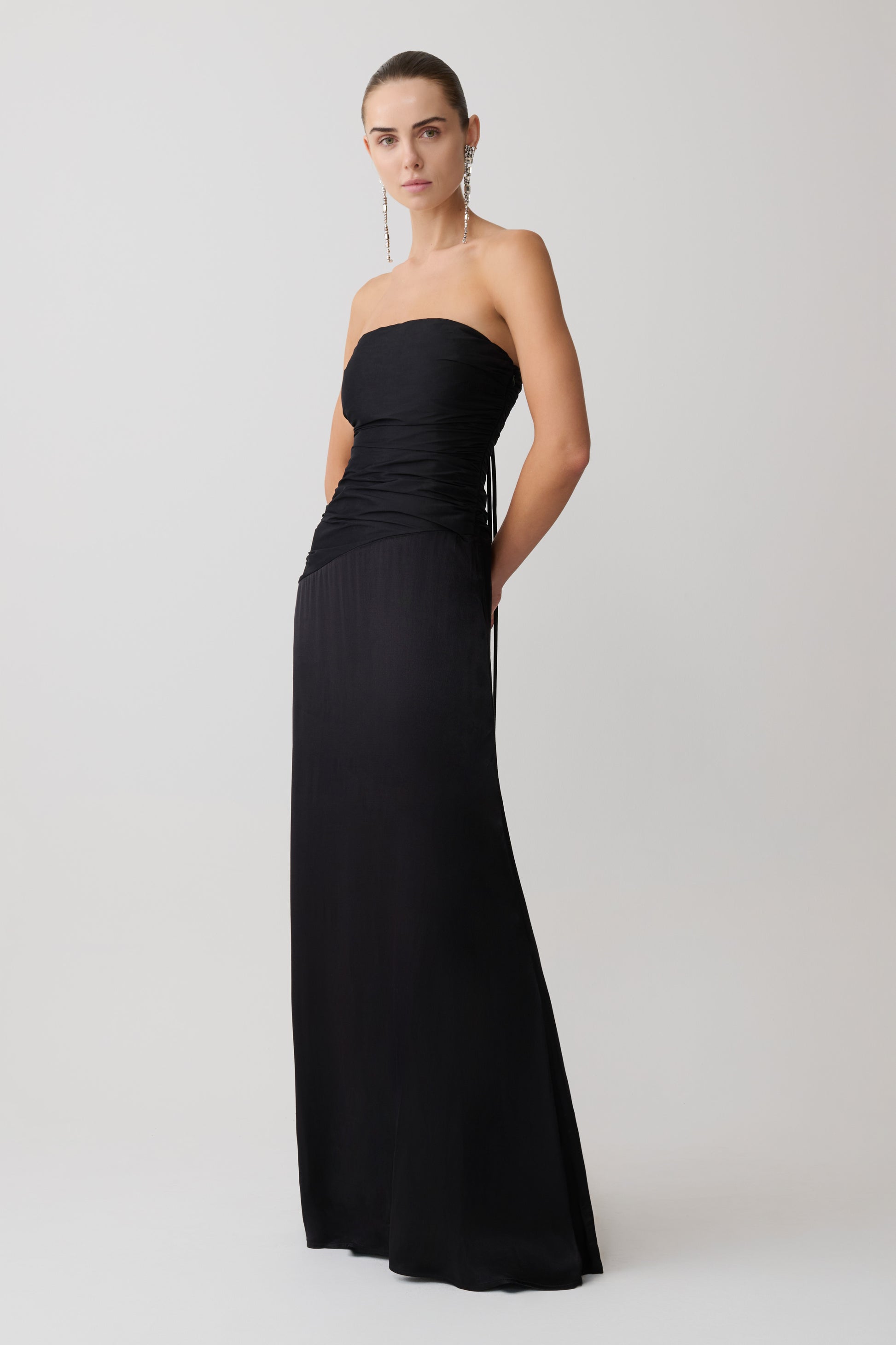 Serena Strapless Taffeta Maxi Dress - Black #4