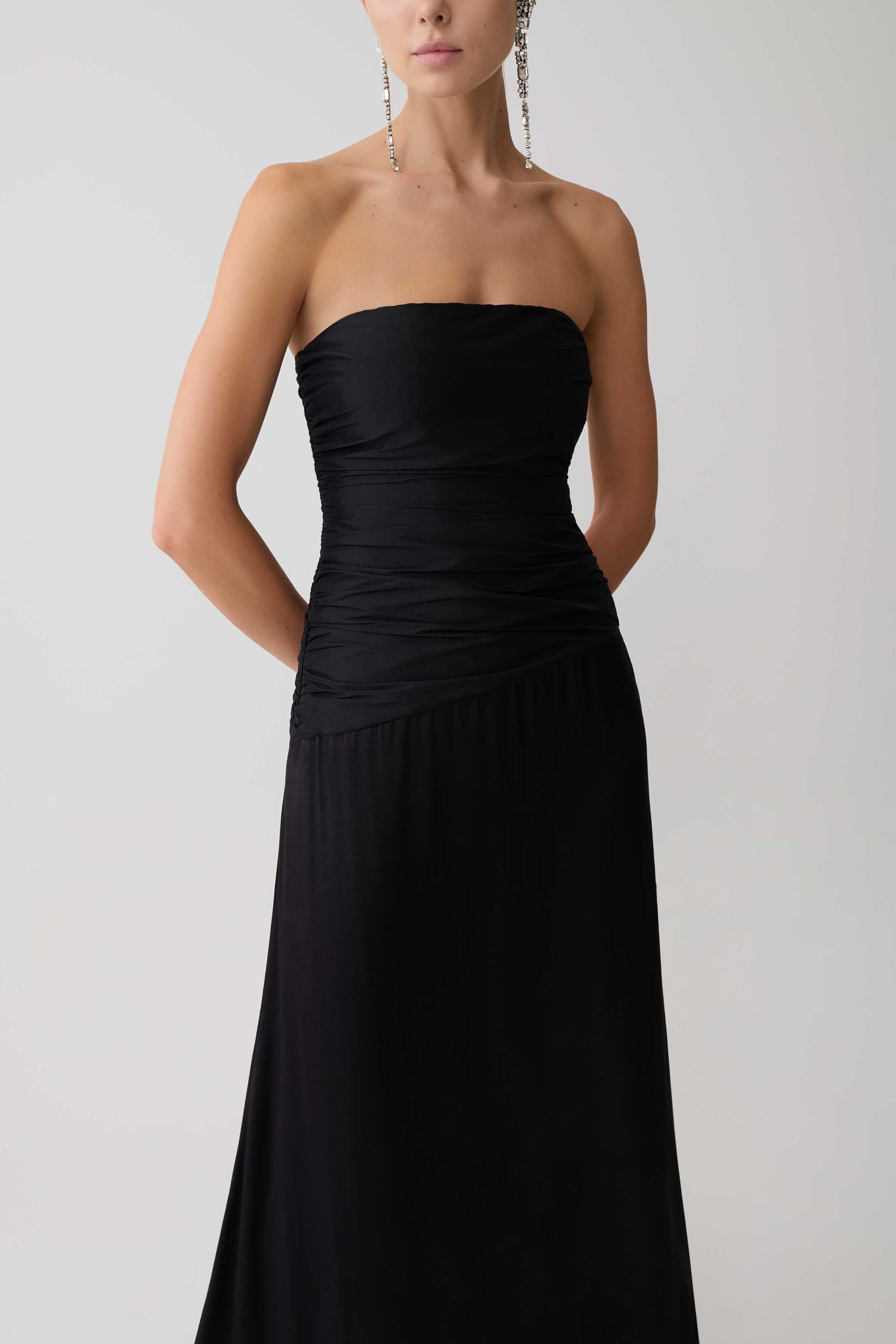 Serena Strapless Taffeta Maxi Dress - Black #7