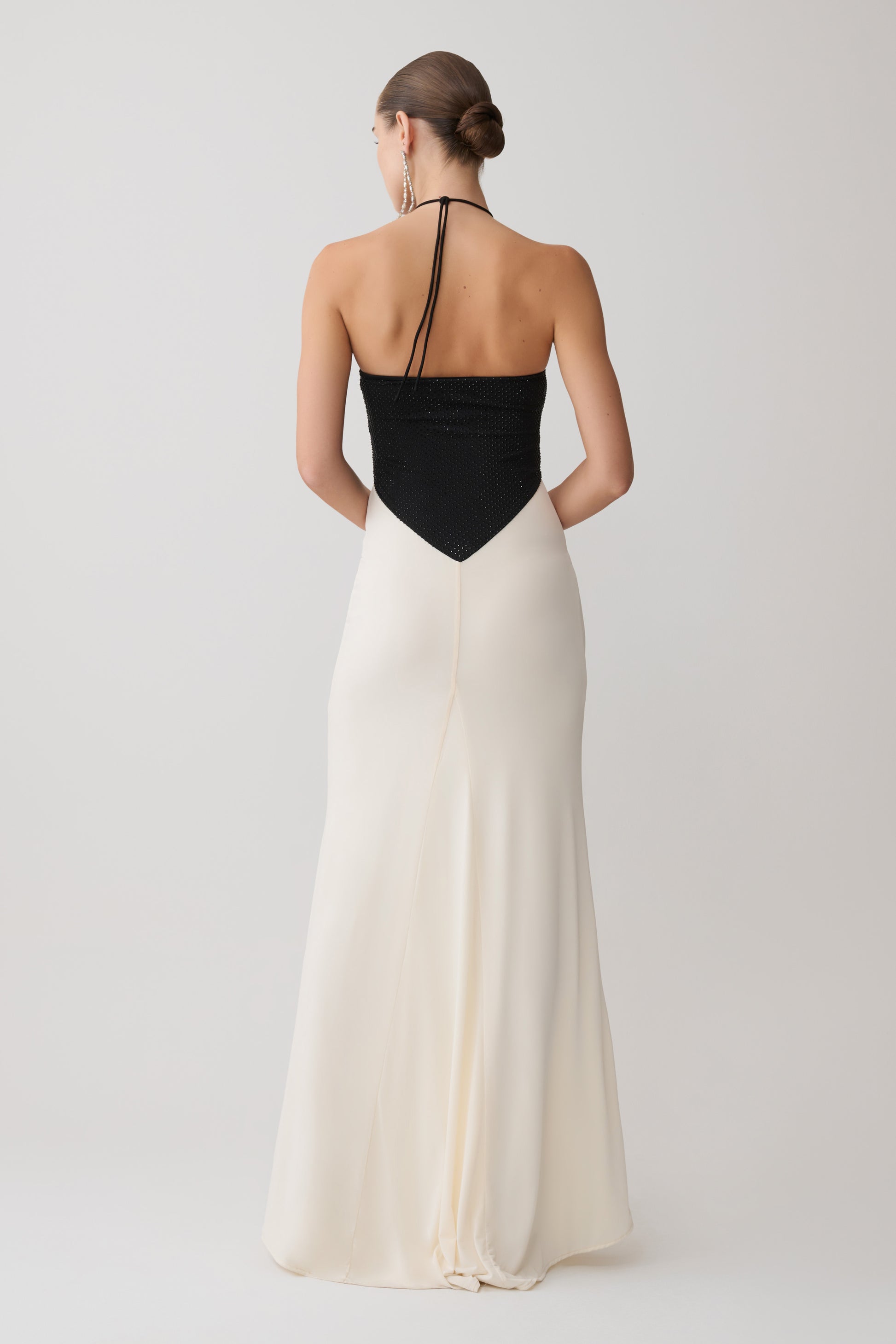 Hien Sequin Halter Maxi Dress - Black/Ivory #5