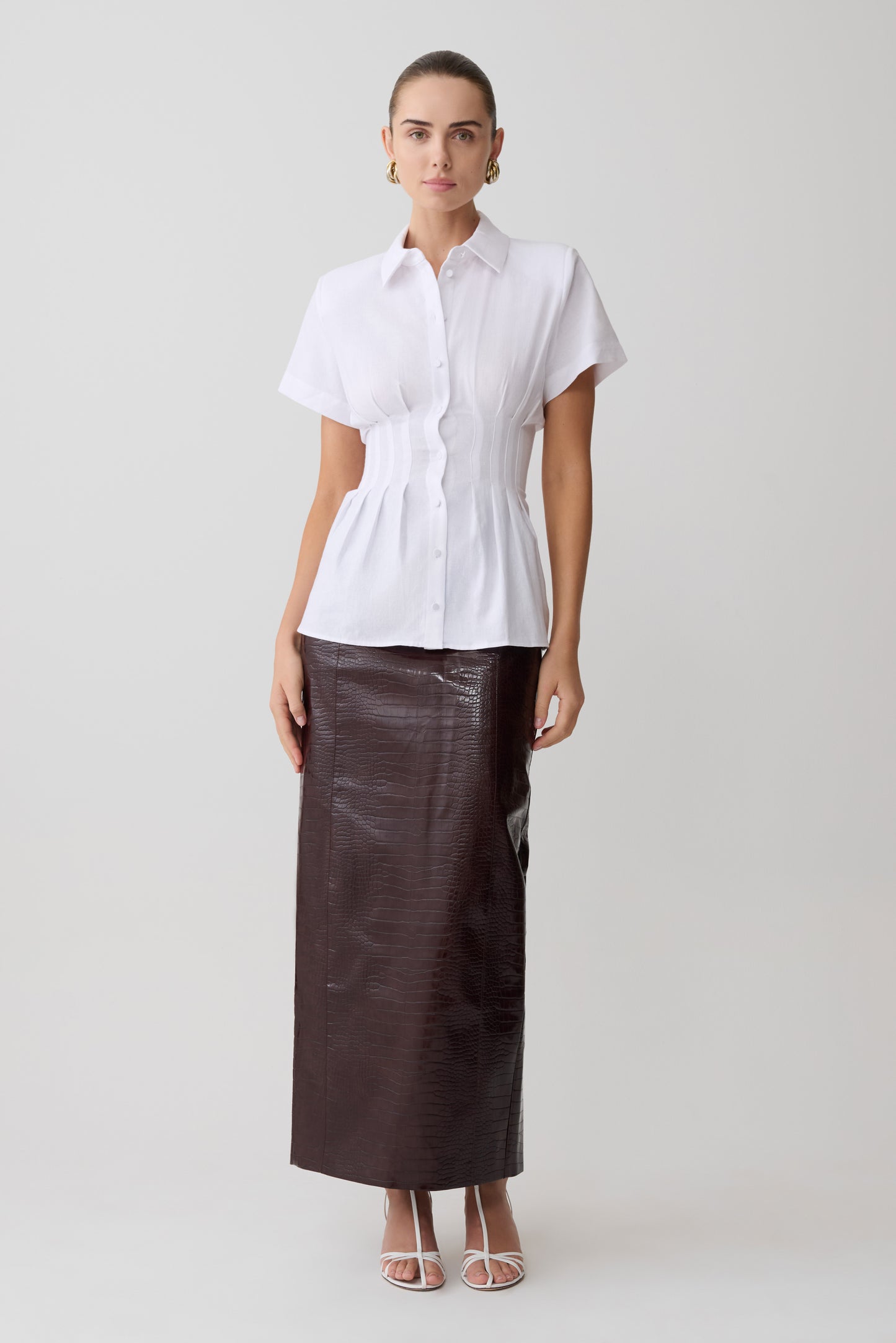 Selma Short Sleeve Linen Shirt - White