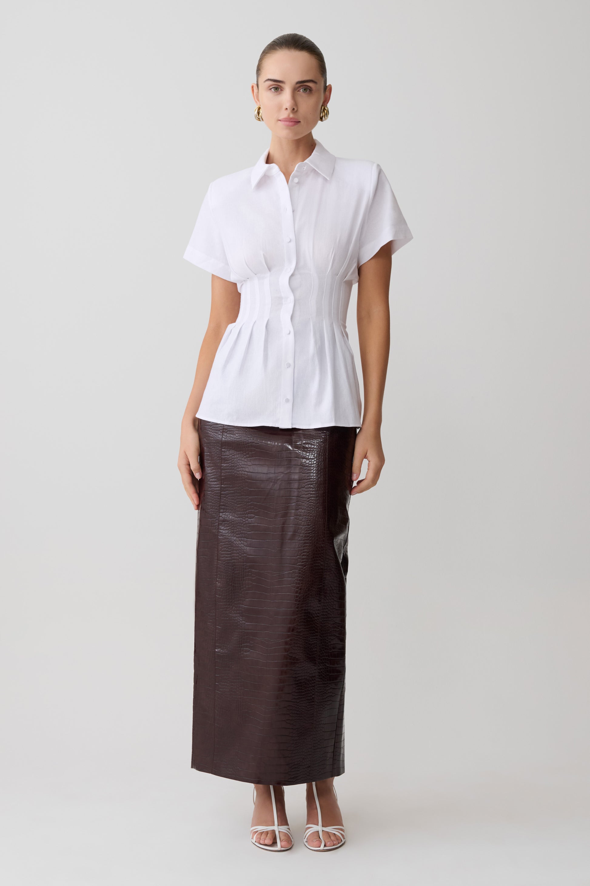 Selma Short Sleeve Linen Shirt - White #3