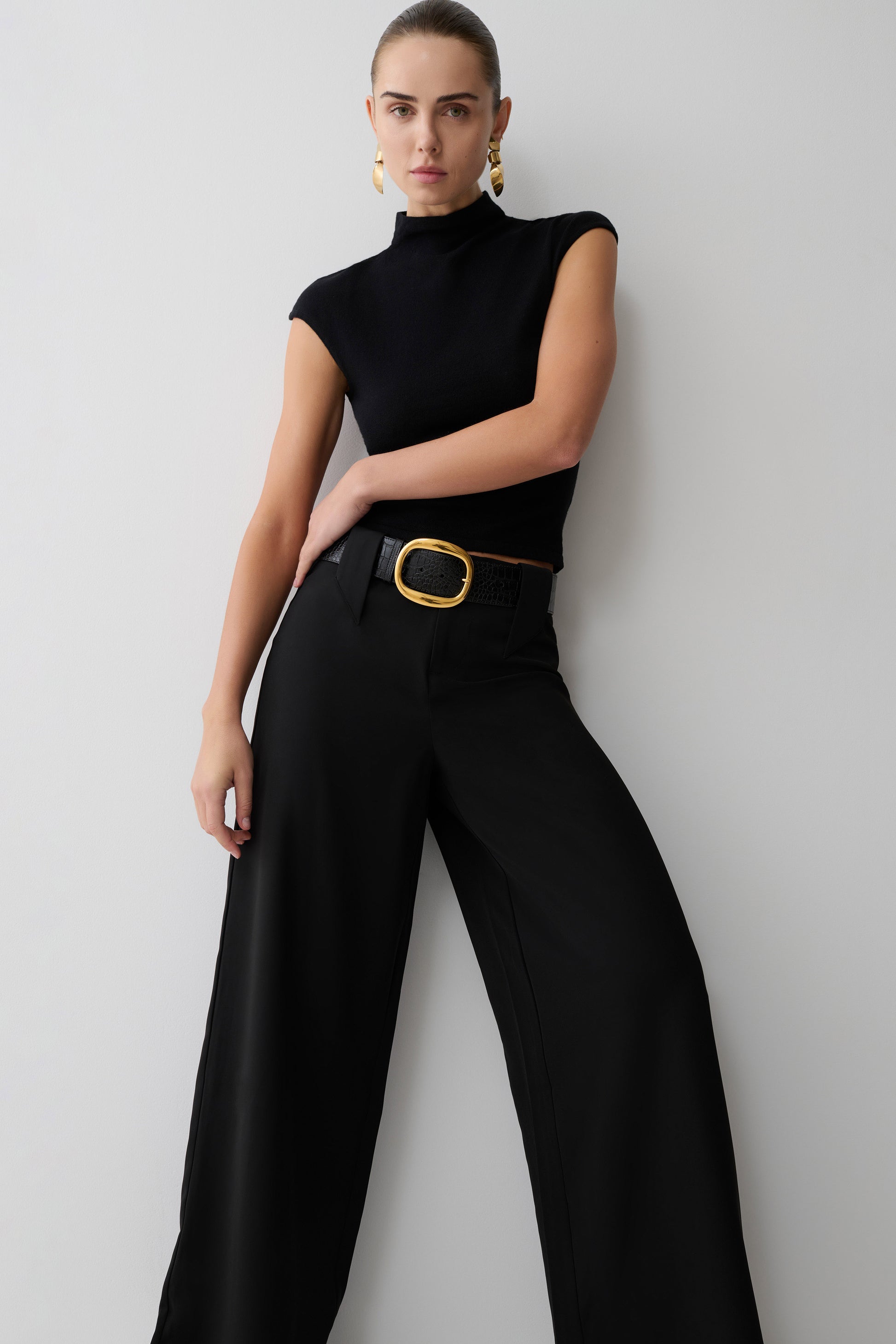 Arlo Wide Leg Suiting Trouser - Black #4
