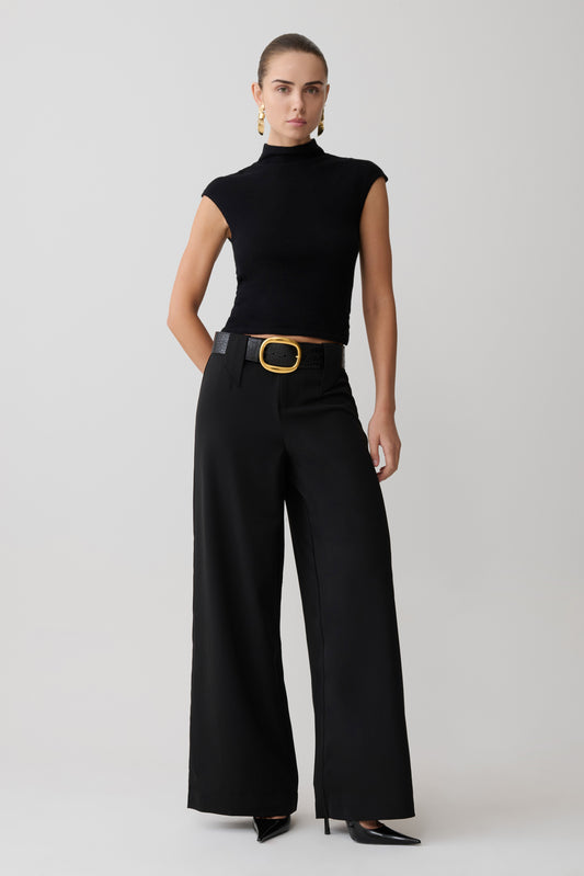 Arlo Wide Leg Suiting Trouser - Black