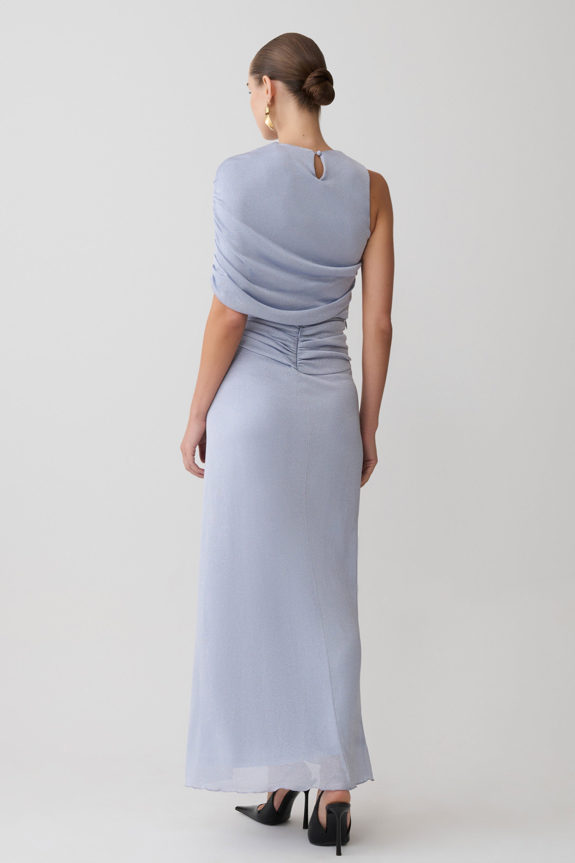 Adrienne Lurex Knot Maxi Skirt - Pastel Blue #2