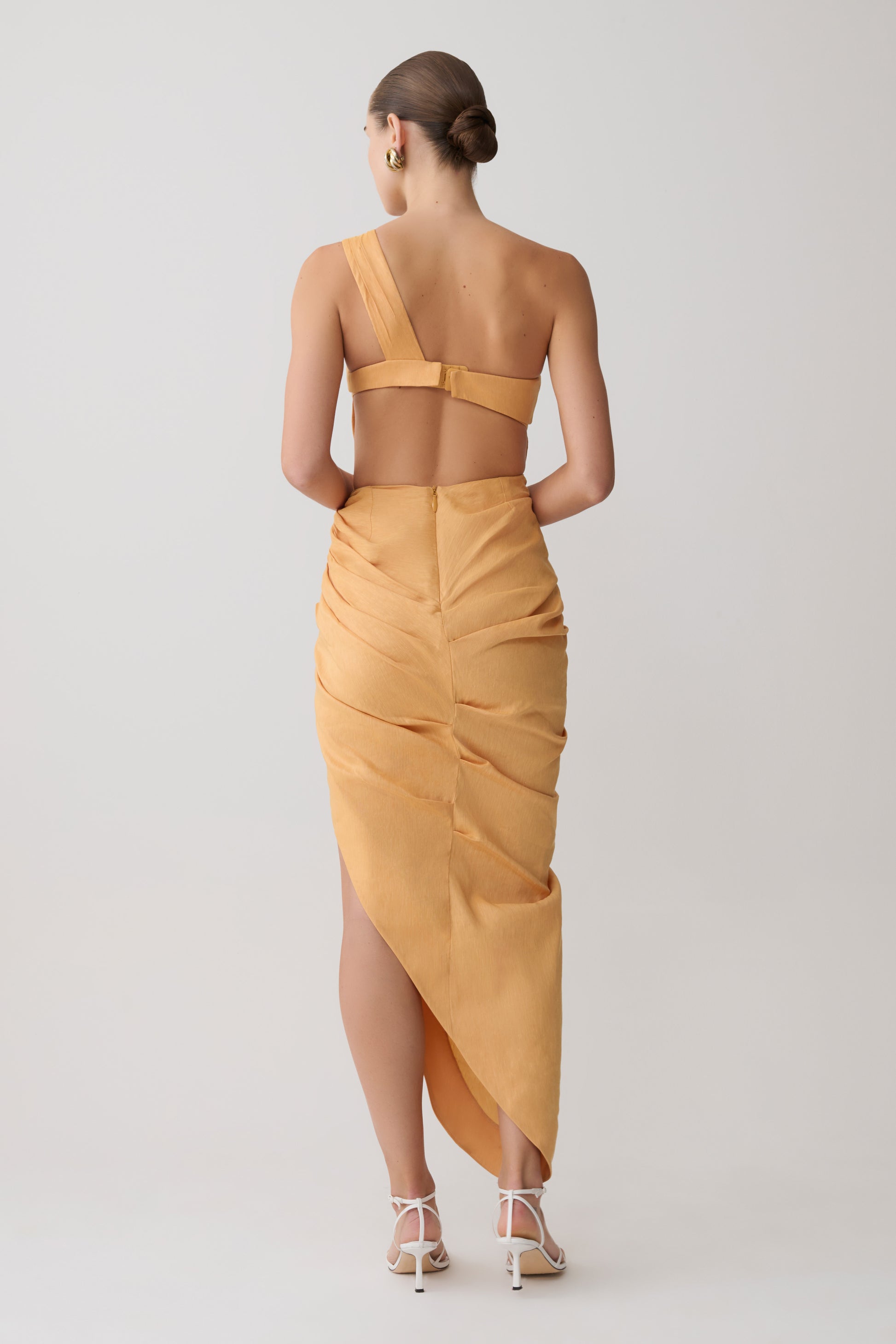 Birgit Linen Midi Dress With Hardware - Deep Peach #3