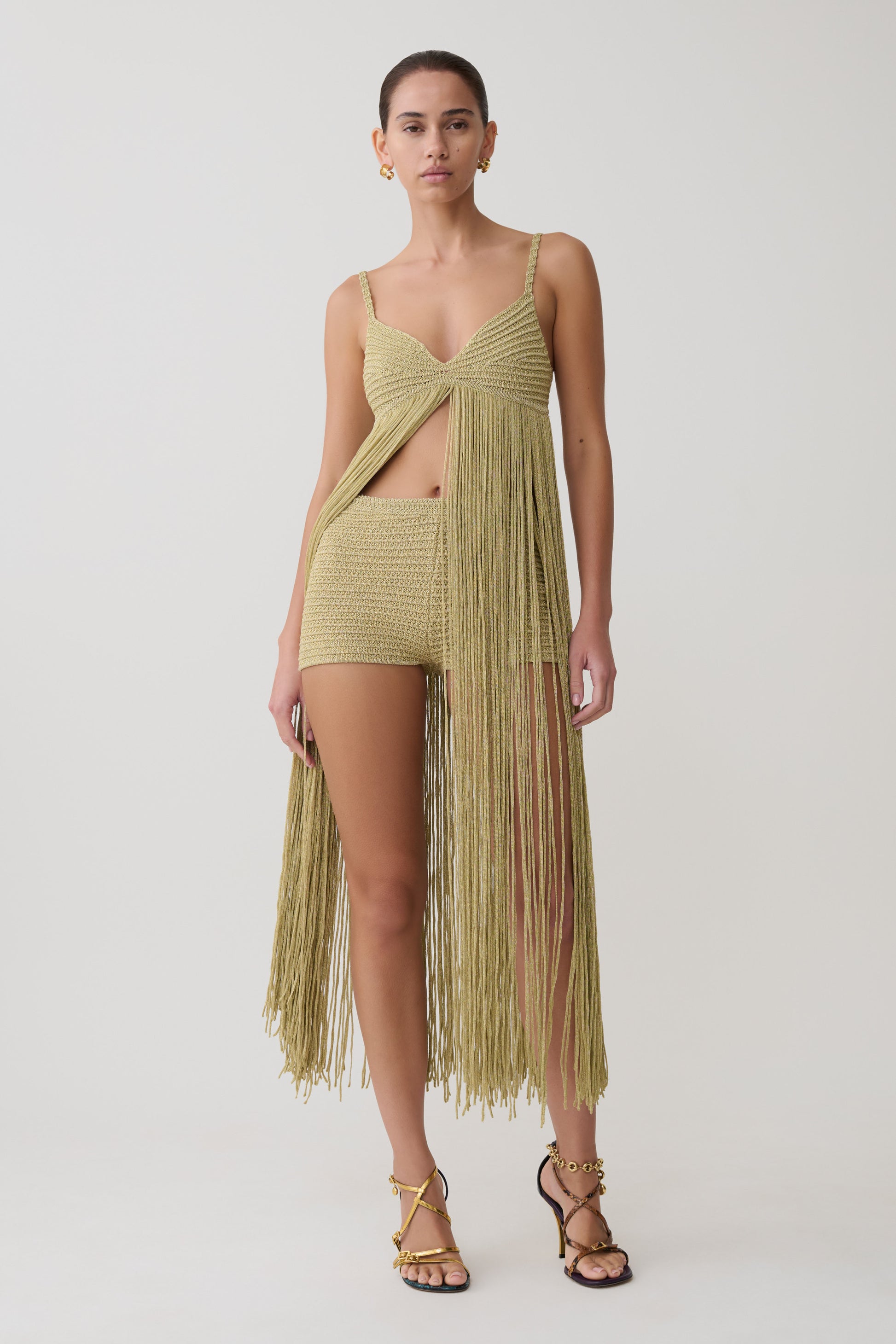 Renee Lurex Crochet Maxi Dress - Gold | MESHKI Renee Lurex Crochet Maxi Dress - Gold | MESHKI