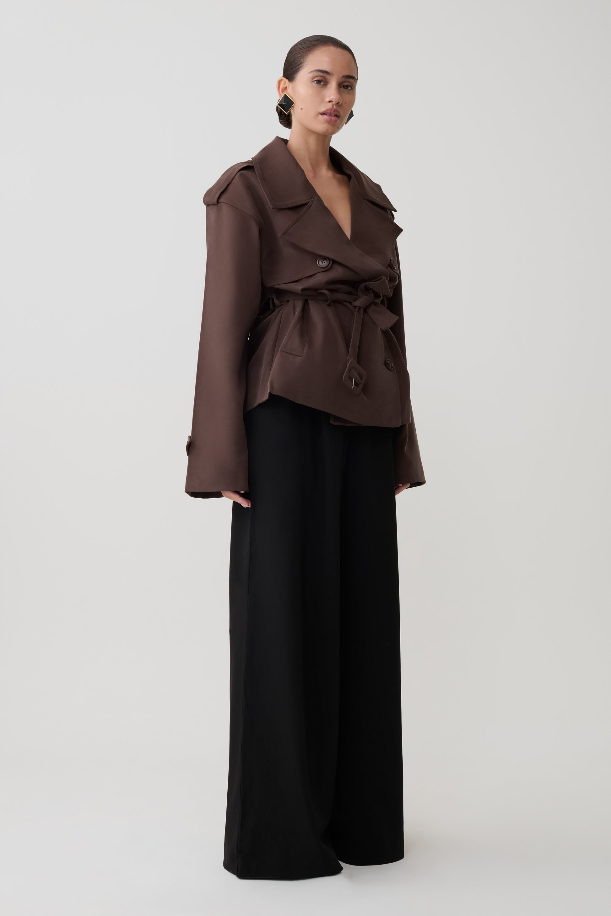 Alden Short Trench Jacket - Chocolate #5